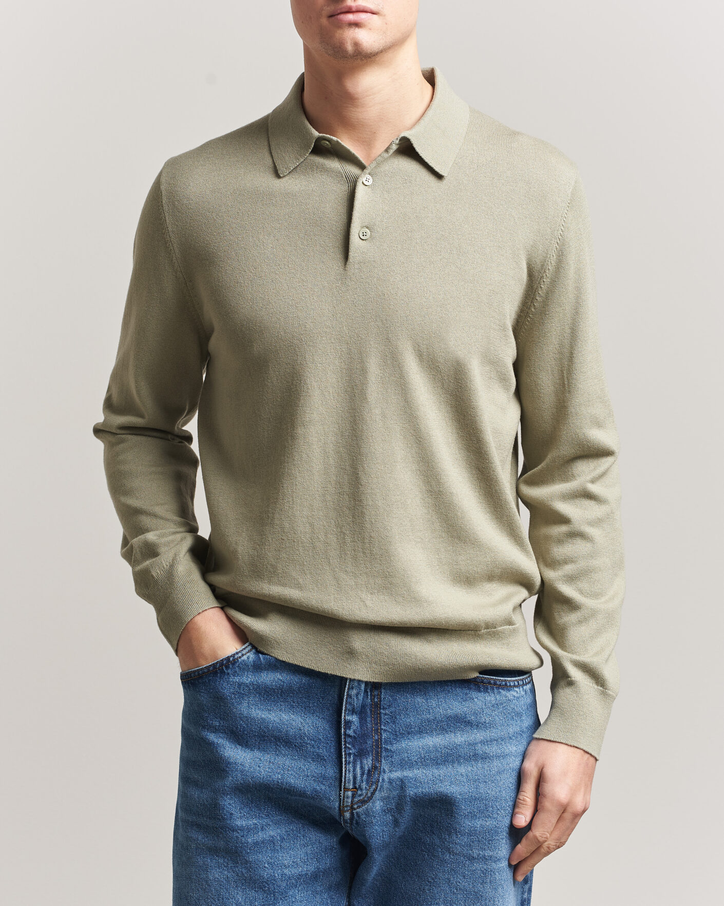 Herre | Trøjer | Filippa K | Knitted Polo Shirt Light Green