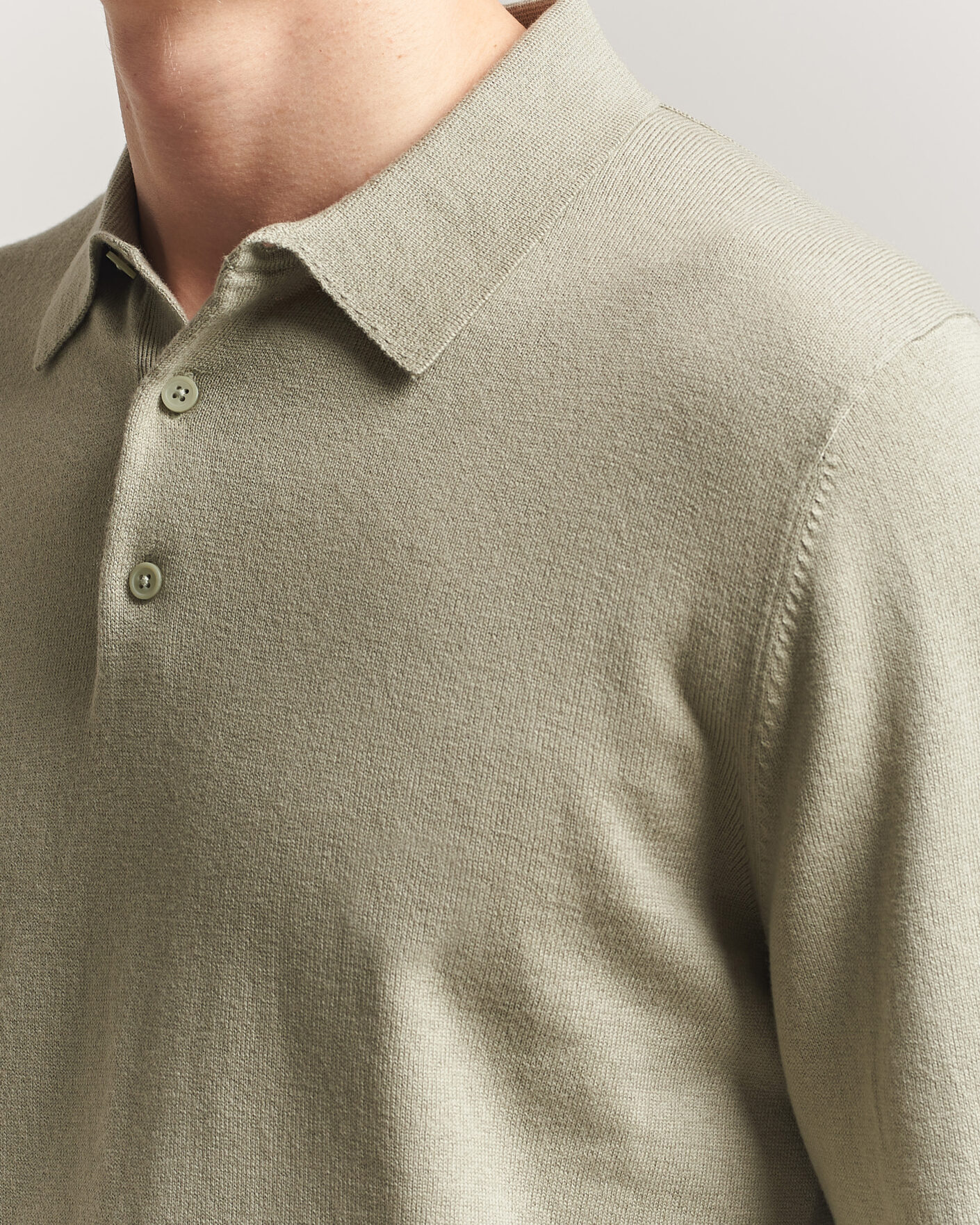 Herre | Trøjer | Filippa K | Knitted Polo Shirt Light Green