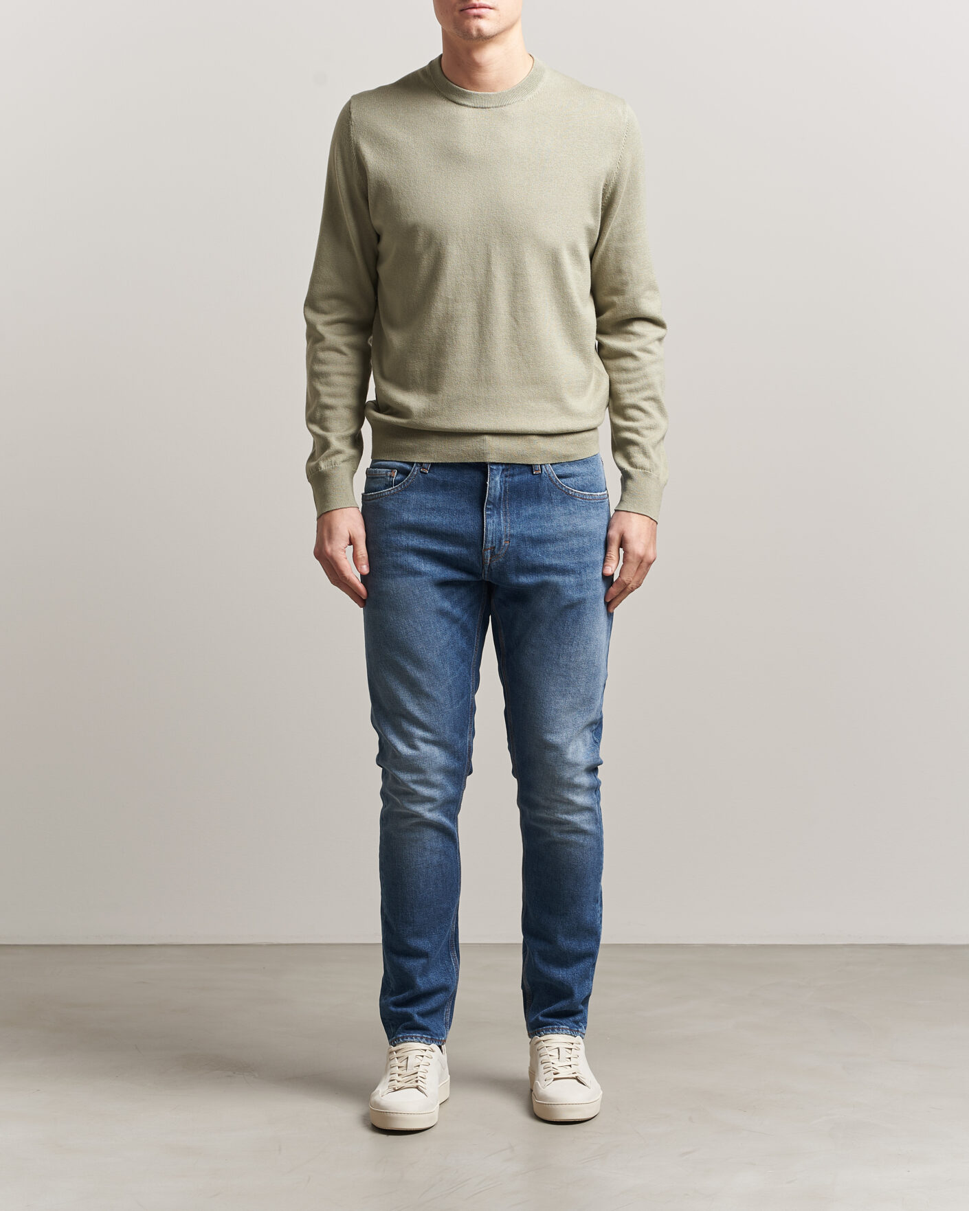Herre | Trøjer | Filippa K | Cotton Merino Knitted Sweater Light Green
