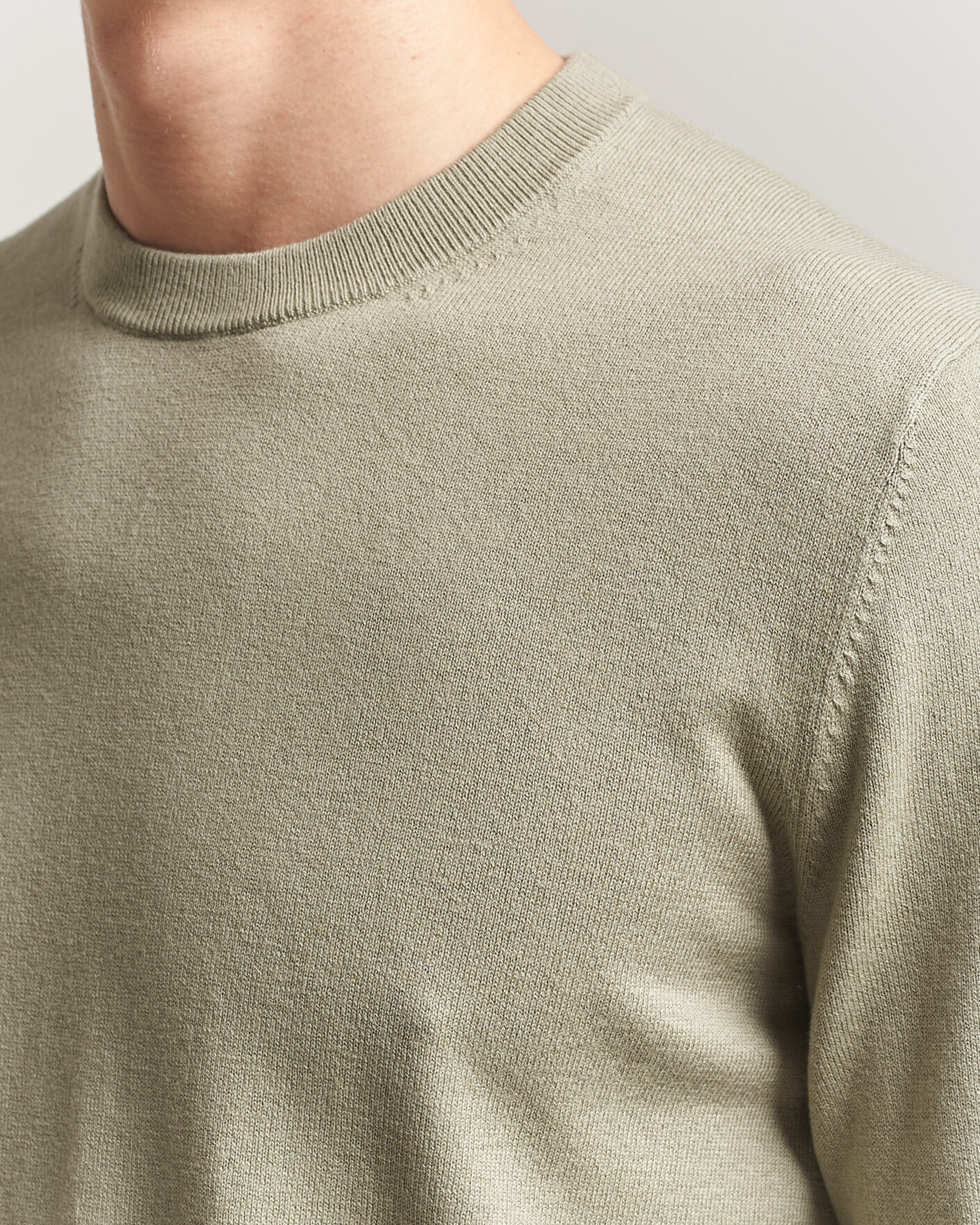 Herre | Trøjer | Filippa K | Cotton Merino Knitted Sweater Light Green