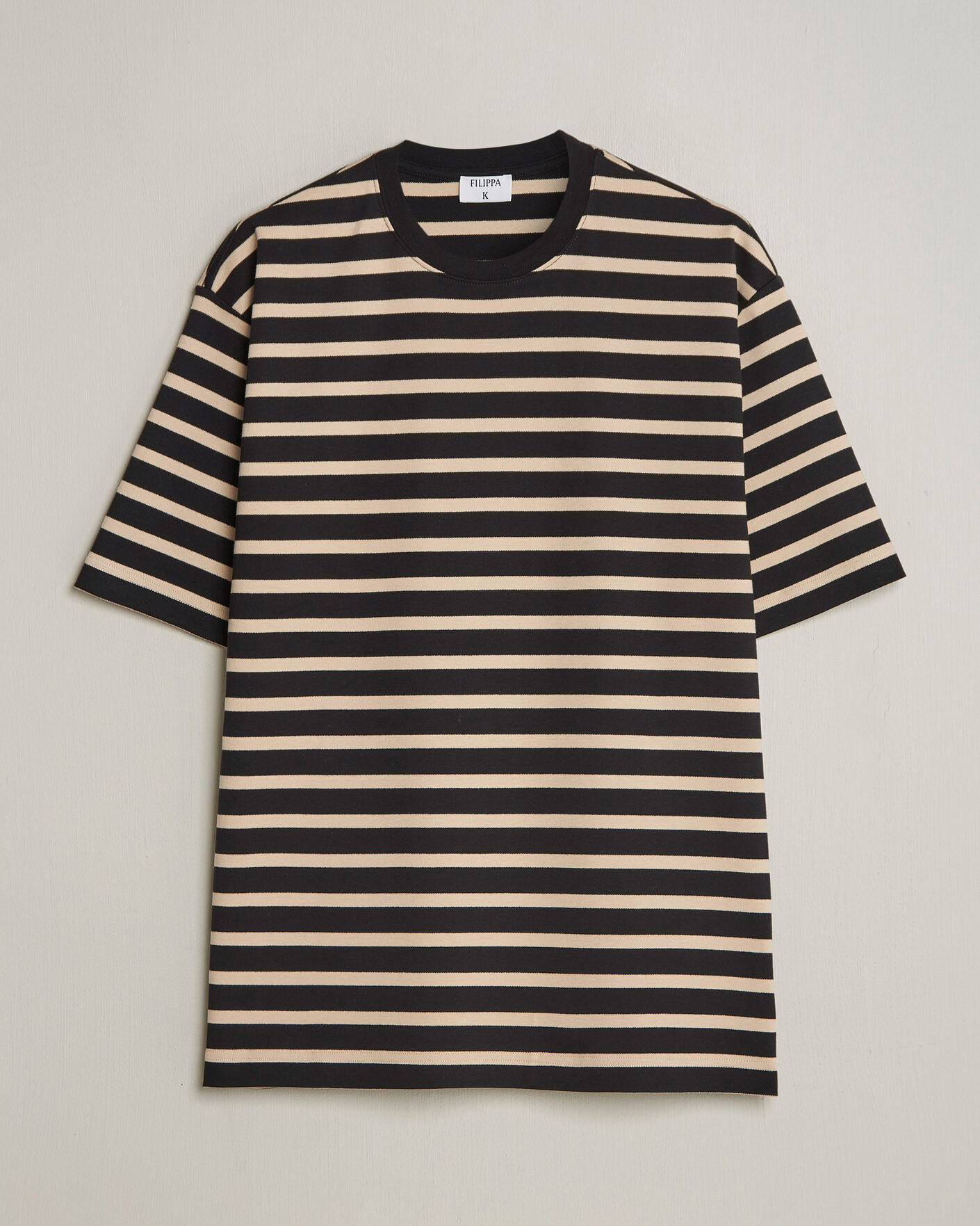Herre | T-Shirts | Filippa K | Striped Crew Neck T-Shirt Black/Pearl