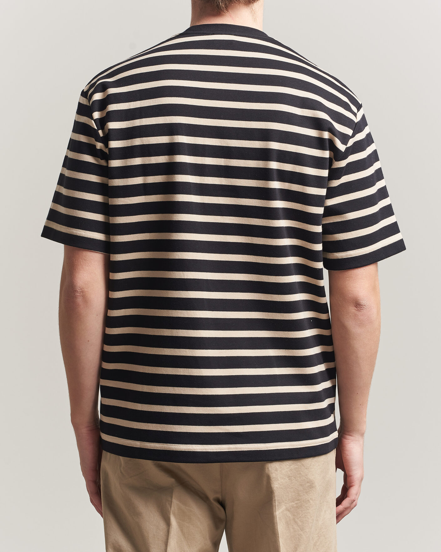 Herre | T-Shirts | Filippa K | Striped Crew Neck T-Shirt Black/Pearl