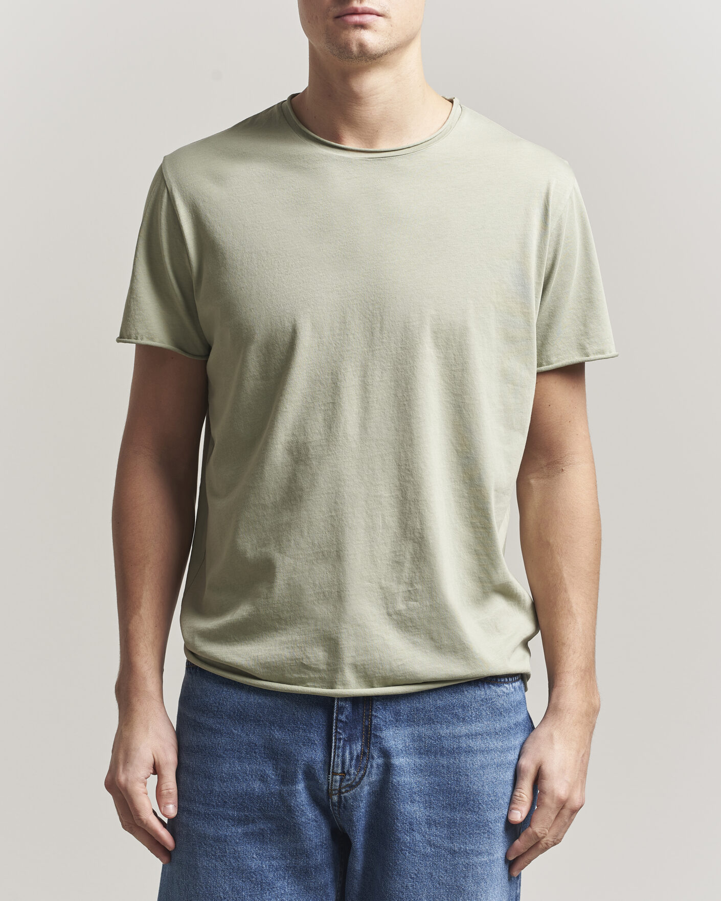 Herre | T-Shirts | Filippa K | Roll Neck Crew Neck T-Shirt Light Green