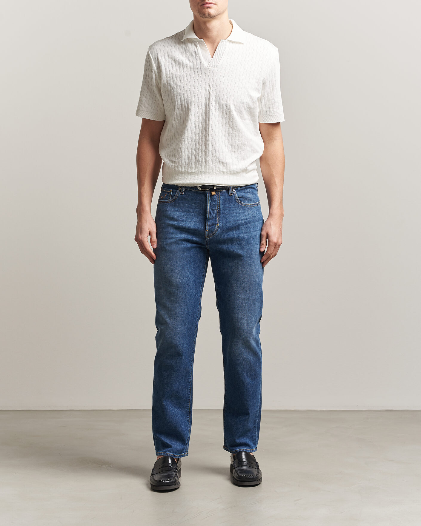 Herre | Bukser | Jacob Cohën | Edos Regular Straight Fit Stretch Jeans Mid Blue