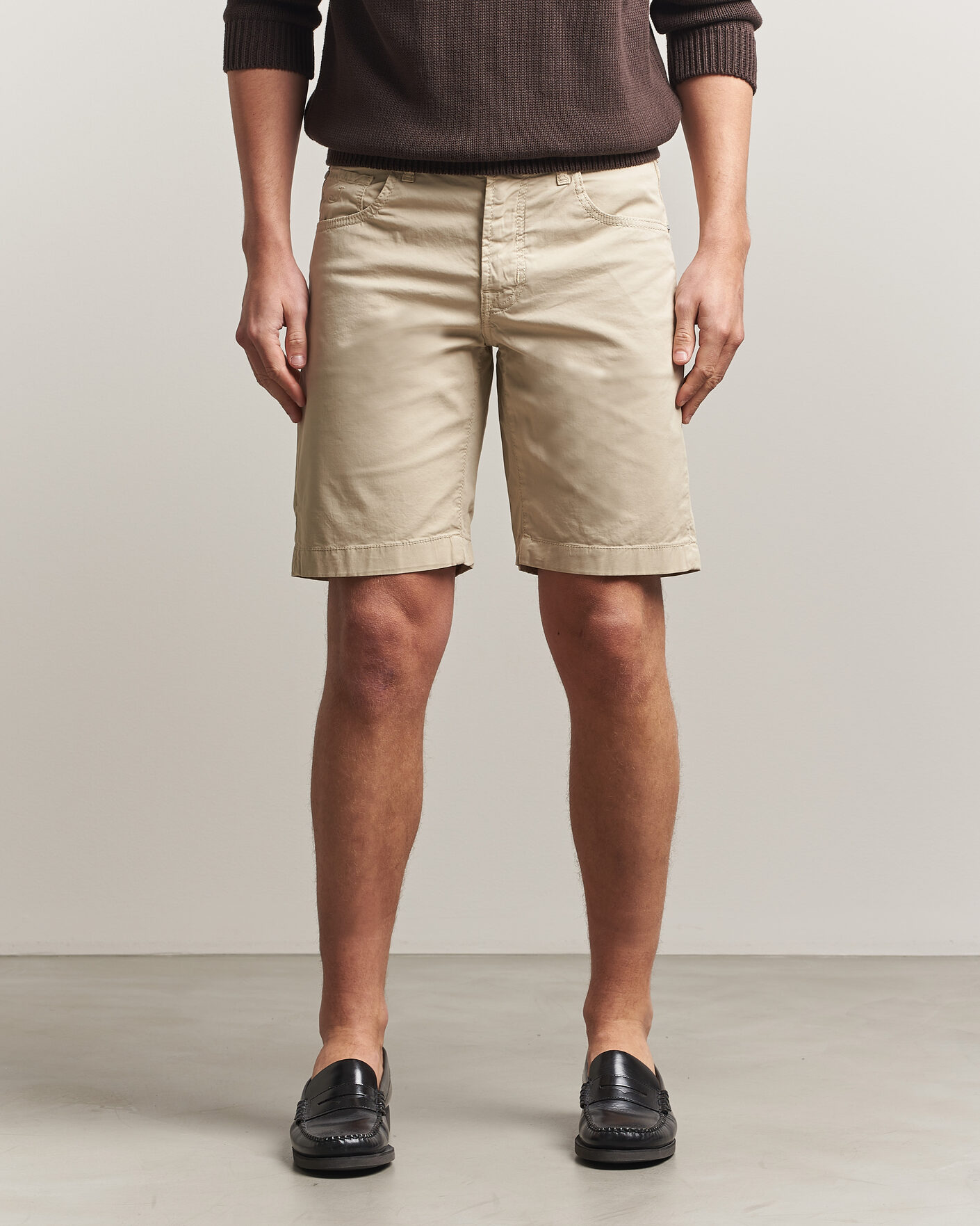Herre | Shorts | Jacob Cohën | Nicolas Cotton Gabardine Shorts Beige