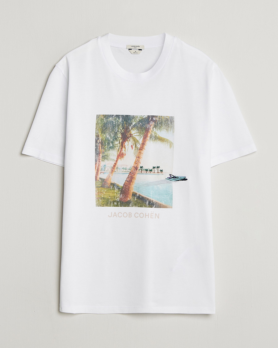 Herre | T-Shirts | Jacob Cohën | Cotton Logo T-Shirt White