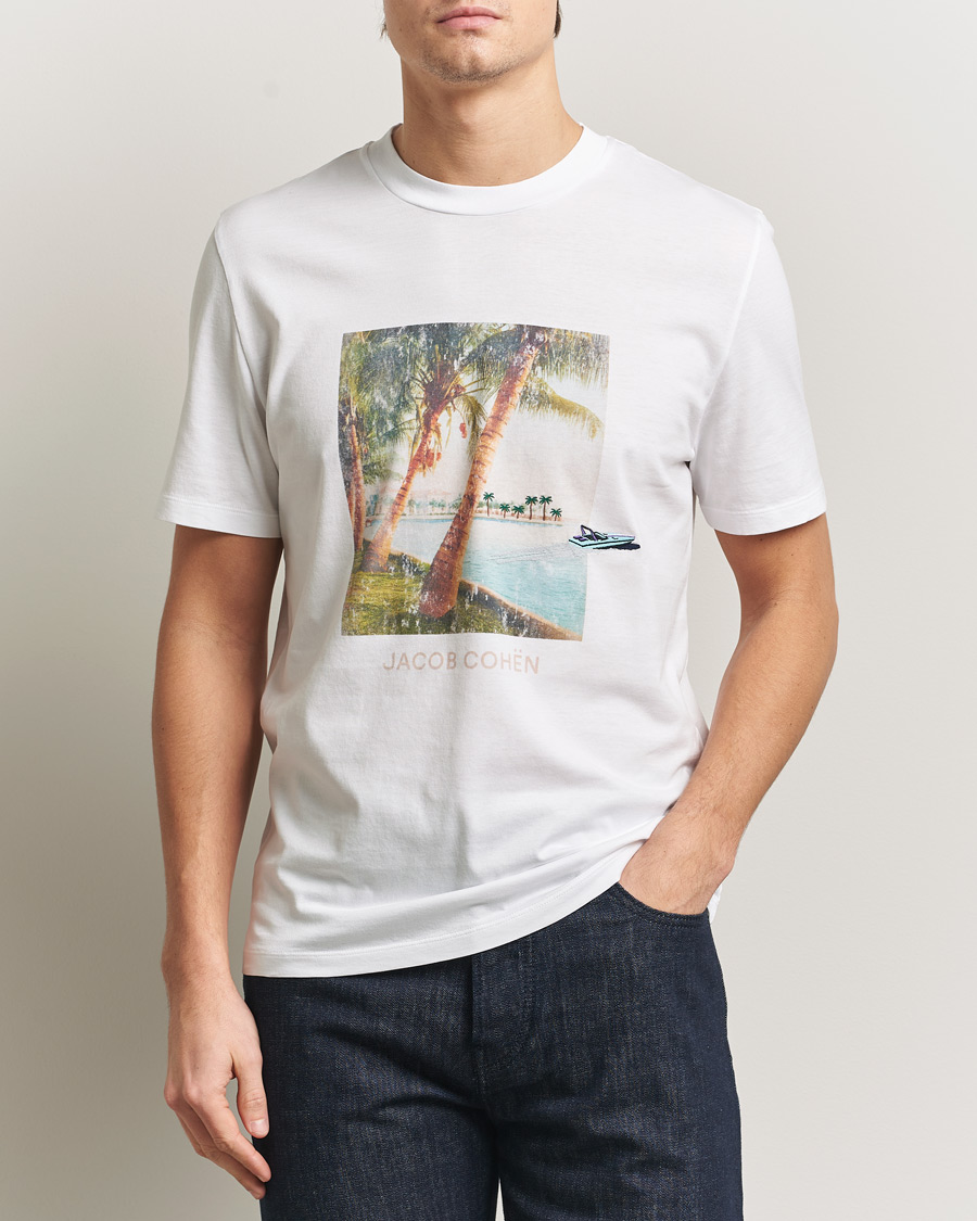 Herre | T-Shirts | Jacob Cohën | Cotton Logo T-Shirt White