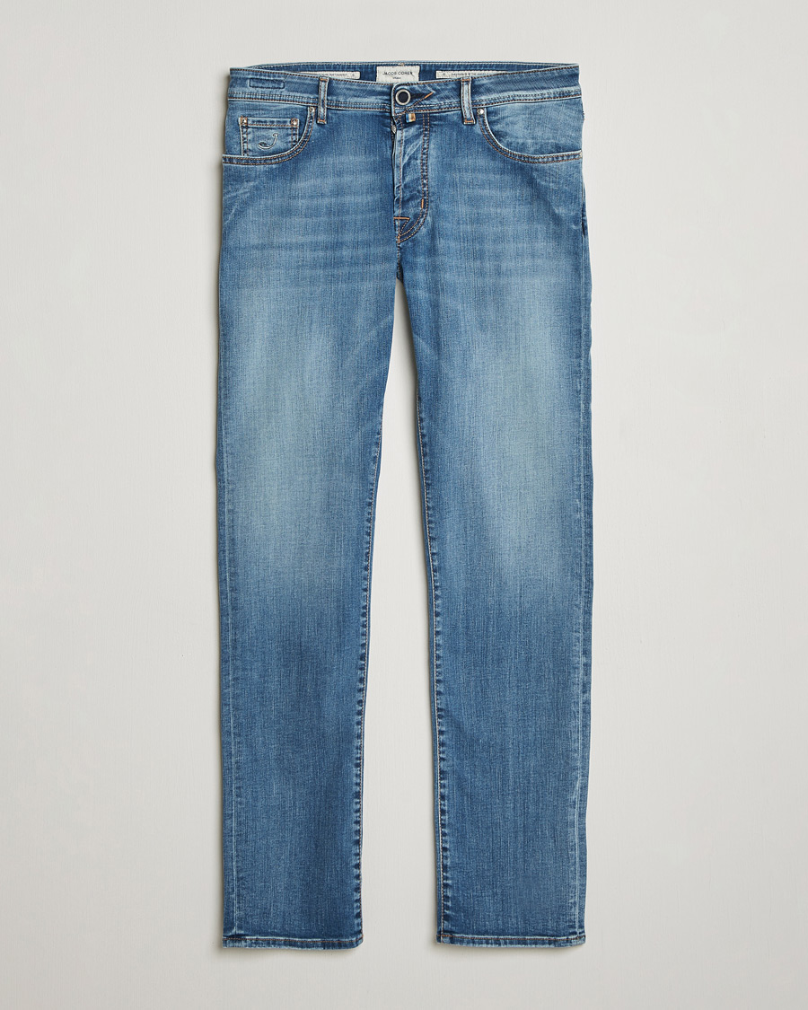 Herre | Bukser | Jacob Cohën | Bard Slim Fit Stretch Porsche Patch Jeans Mid Blue