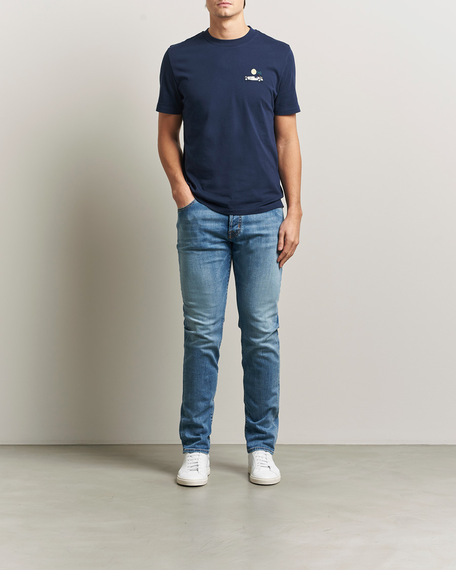 Herre | Bukser | Jacob Cohën | Bard Slim Fit Stretch Porsche Patch Jeans Mid Blue