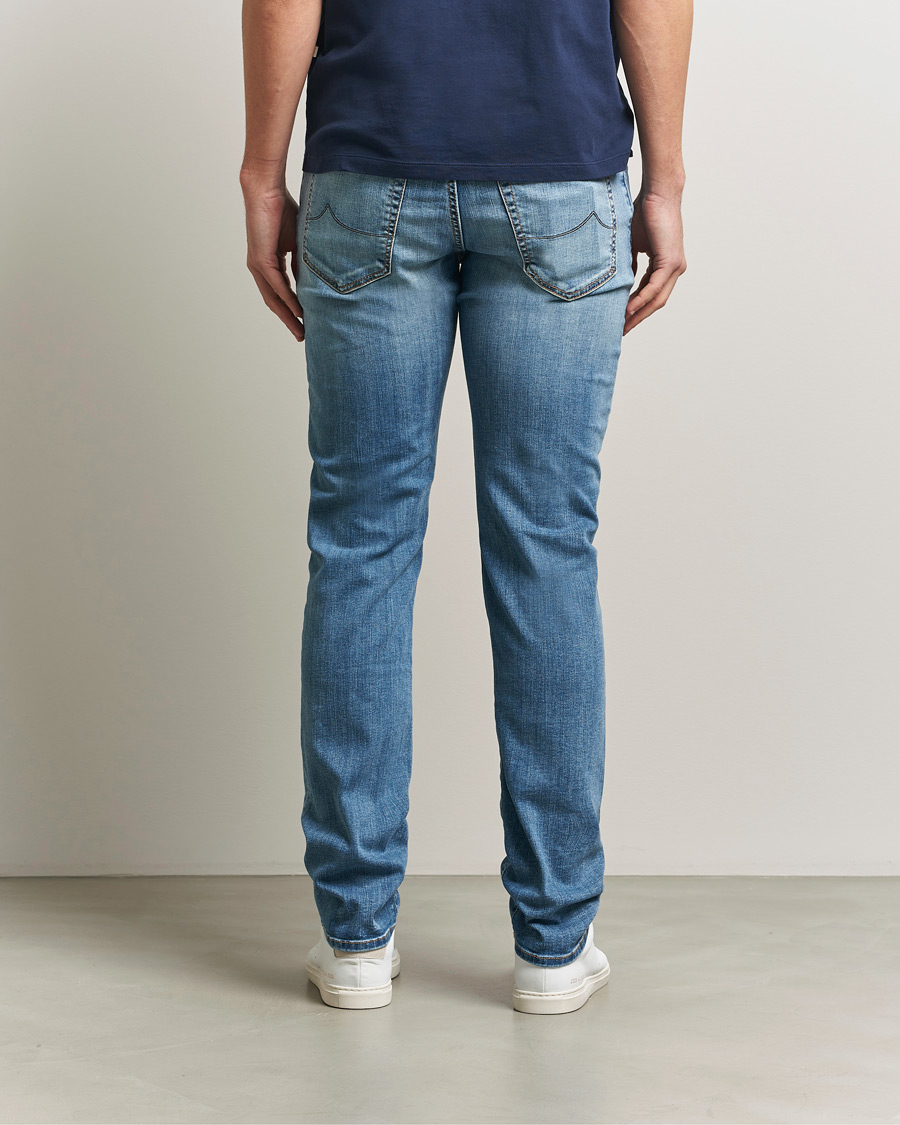 Herre | Bukser | Jacob Cohën | Bard Slim Fit Stretch Porsche Patch Jeans Mid Blue