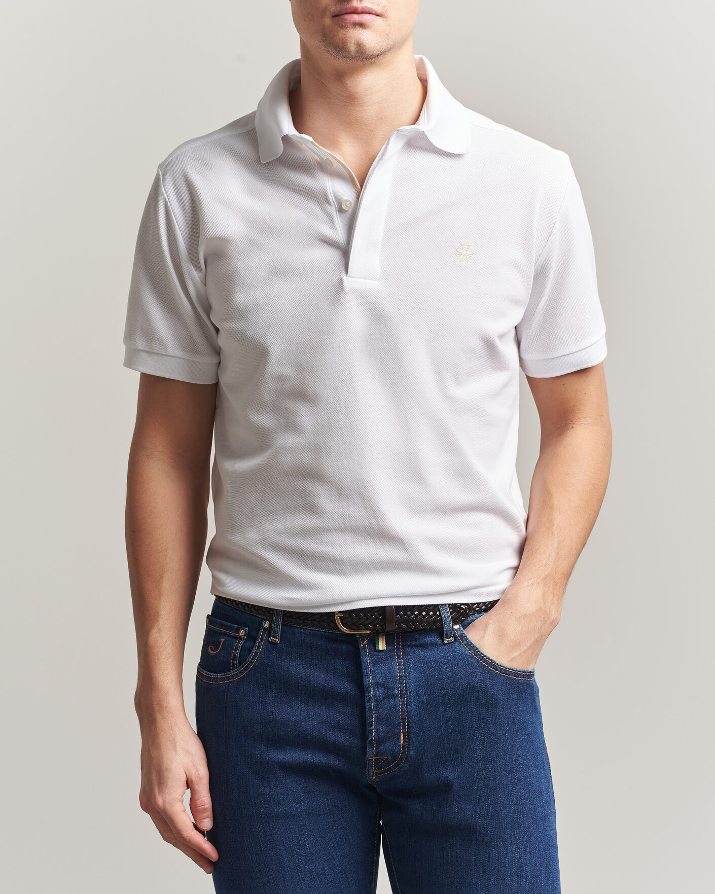 Herre | Polotrøjer | Jacob Cohën | Cotton Polo Piquet Optical White