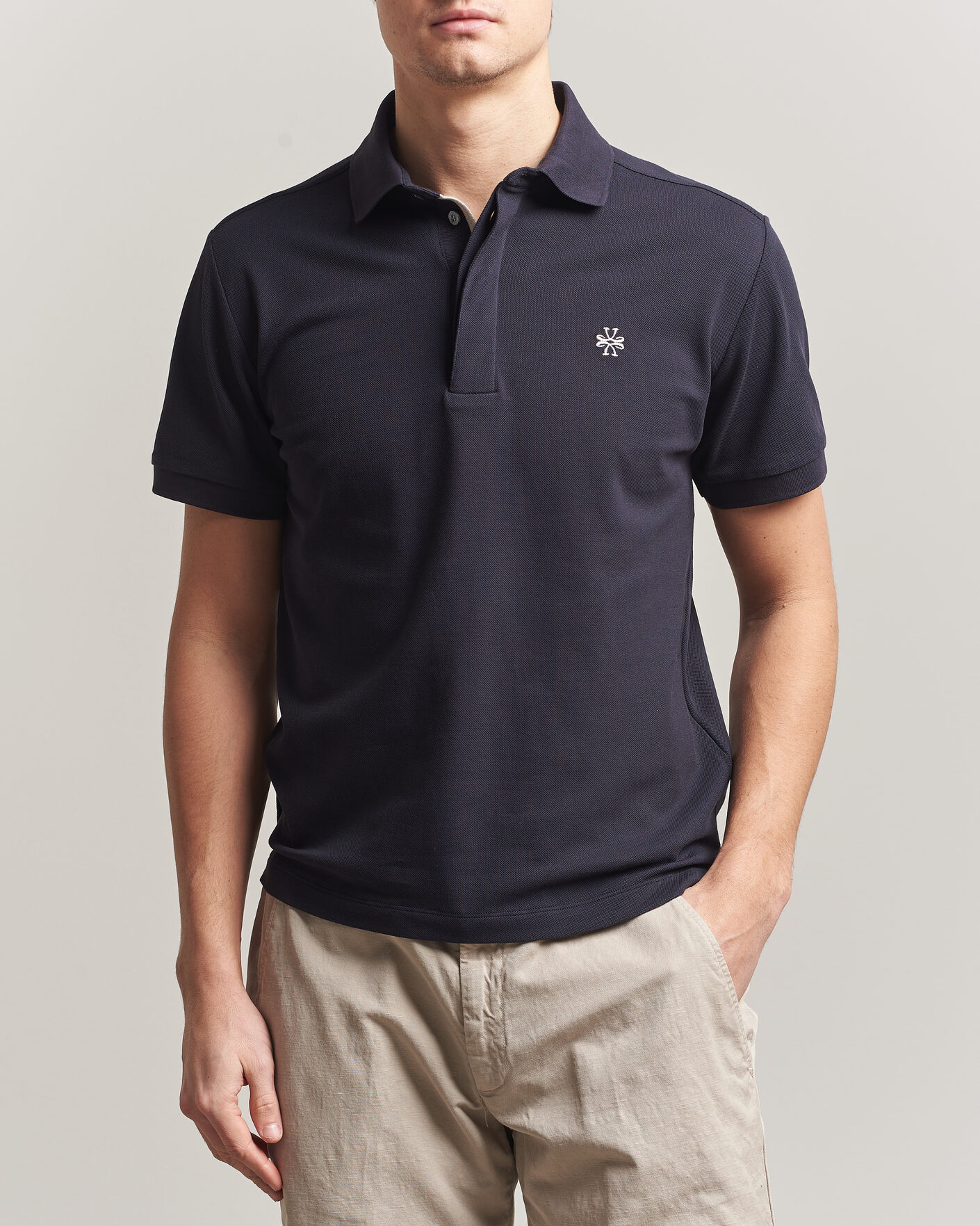 Herre | Polotrøjer | Jacob Cohën | Cotton Polo Piquet Navy Blue