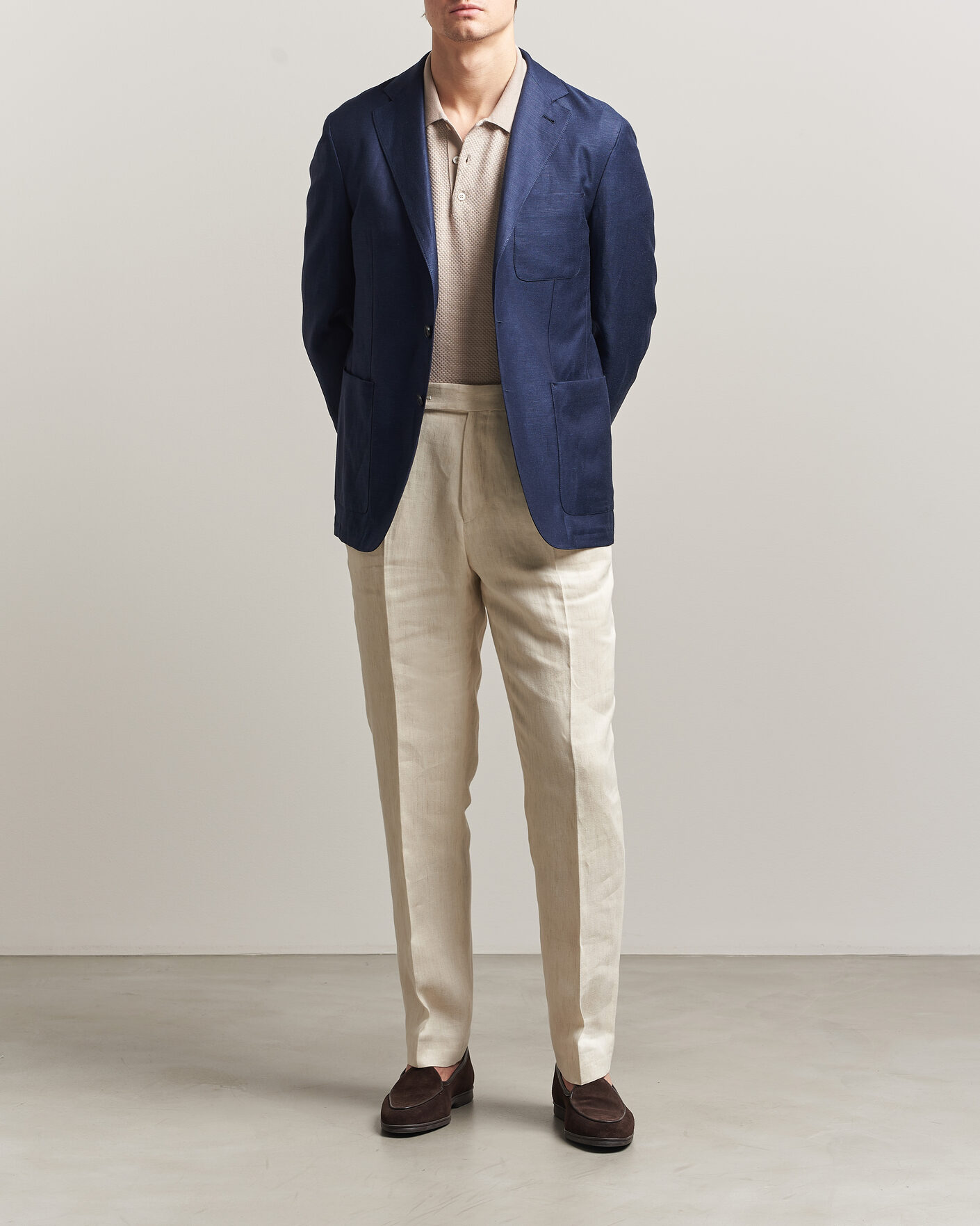 Herre | Blazere & jakker | Canali | Unconstructed Wool/Linen Blazer Dark Blue