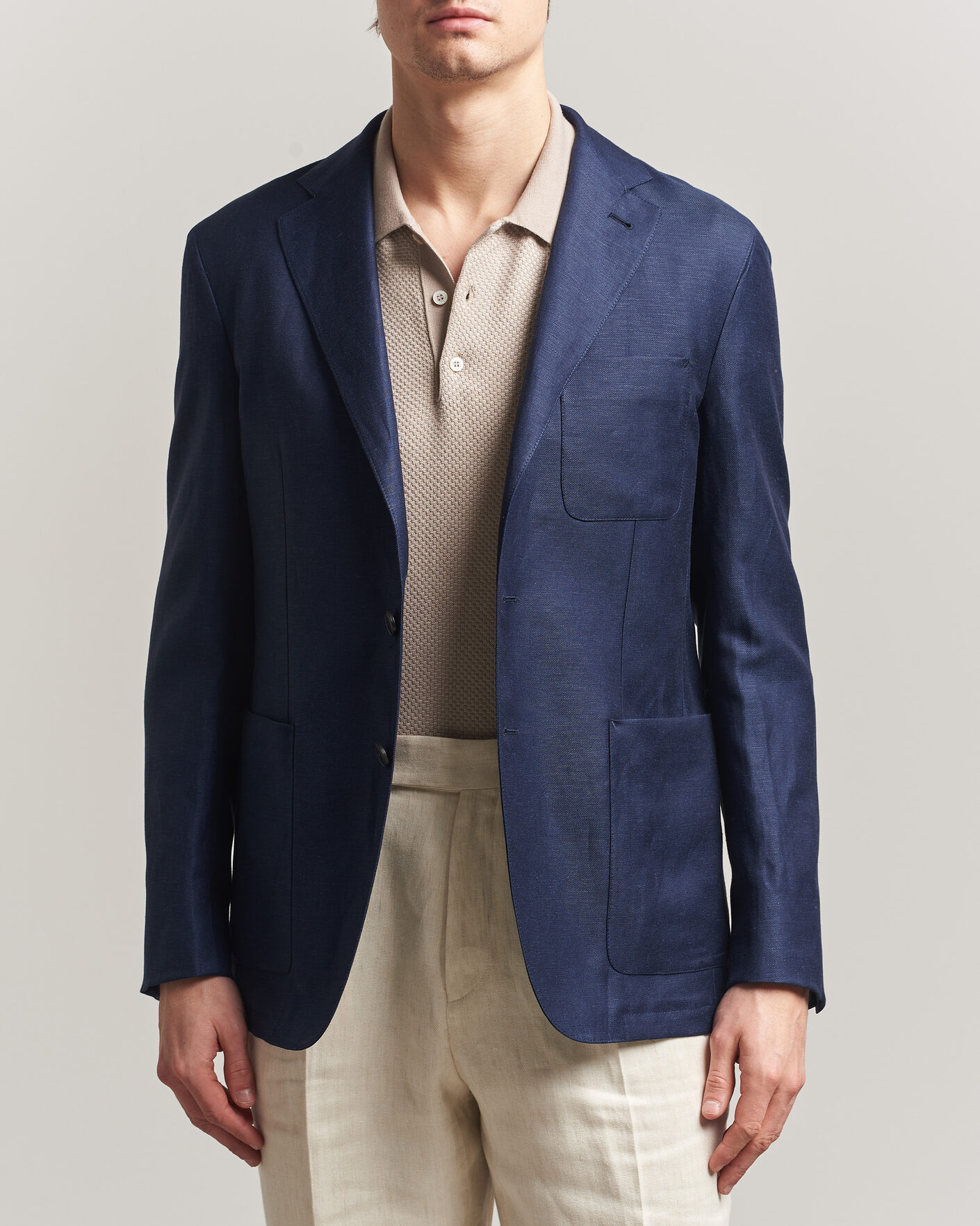 Herre | Blazere & jakker | Canali | Unconstructed Wool/Linen Blazer Dark Blue