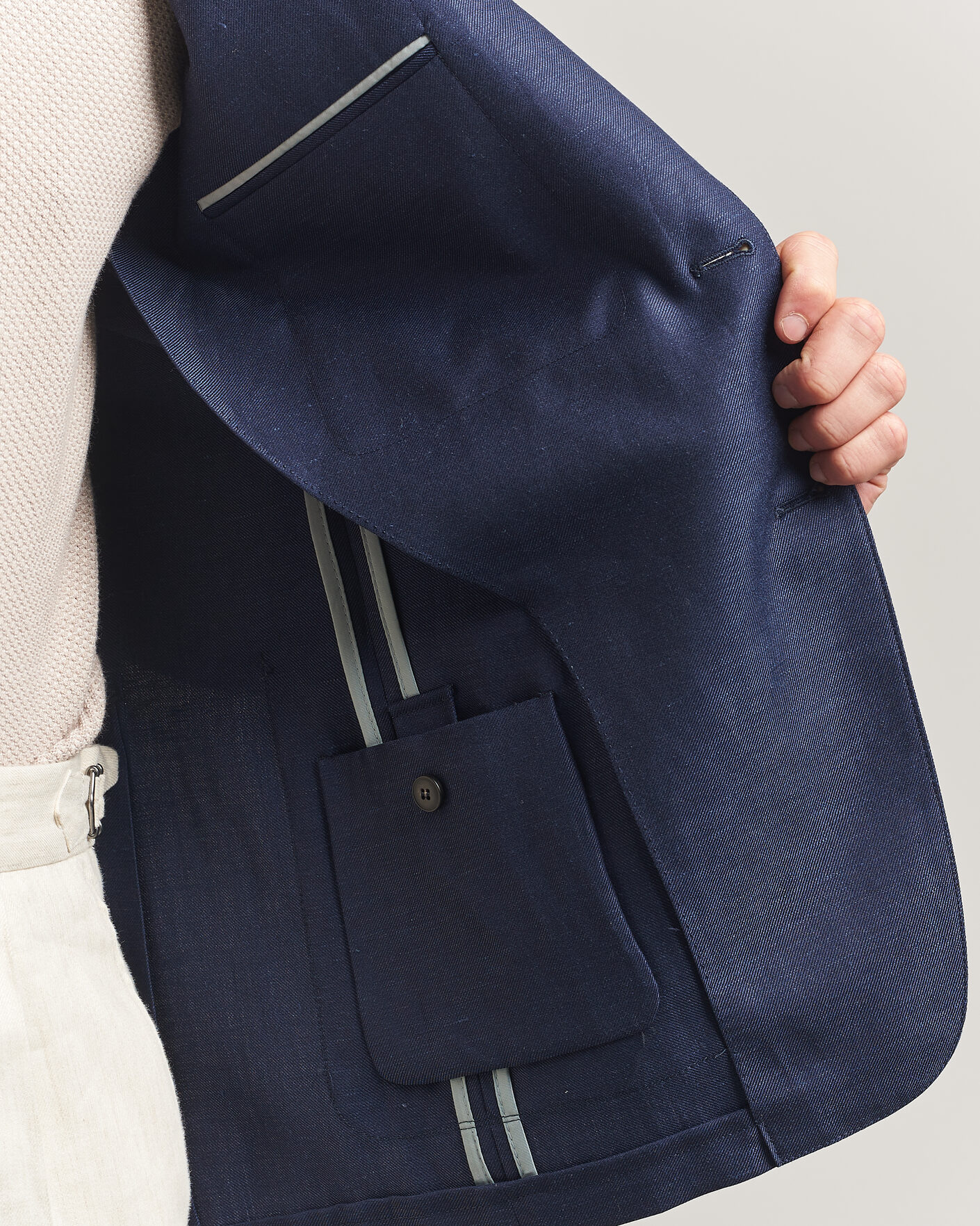 Herre | Blazere & jakker | Canali | Unconstructed Wool/Linen Blazer Dark Blue