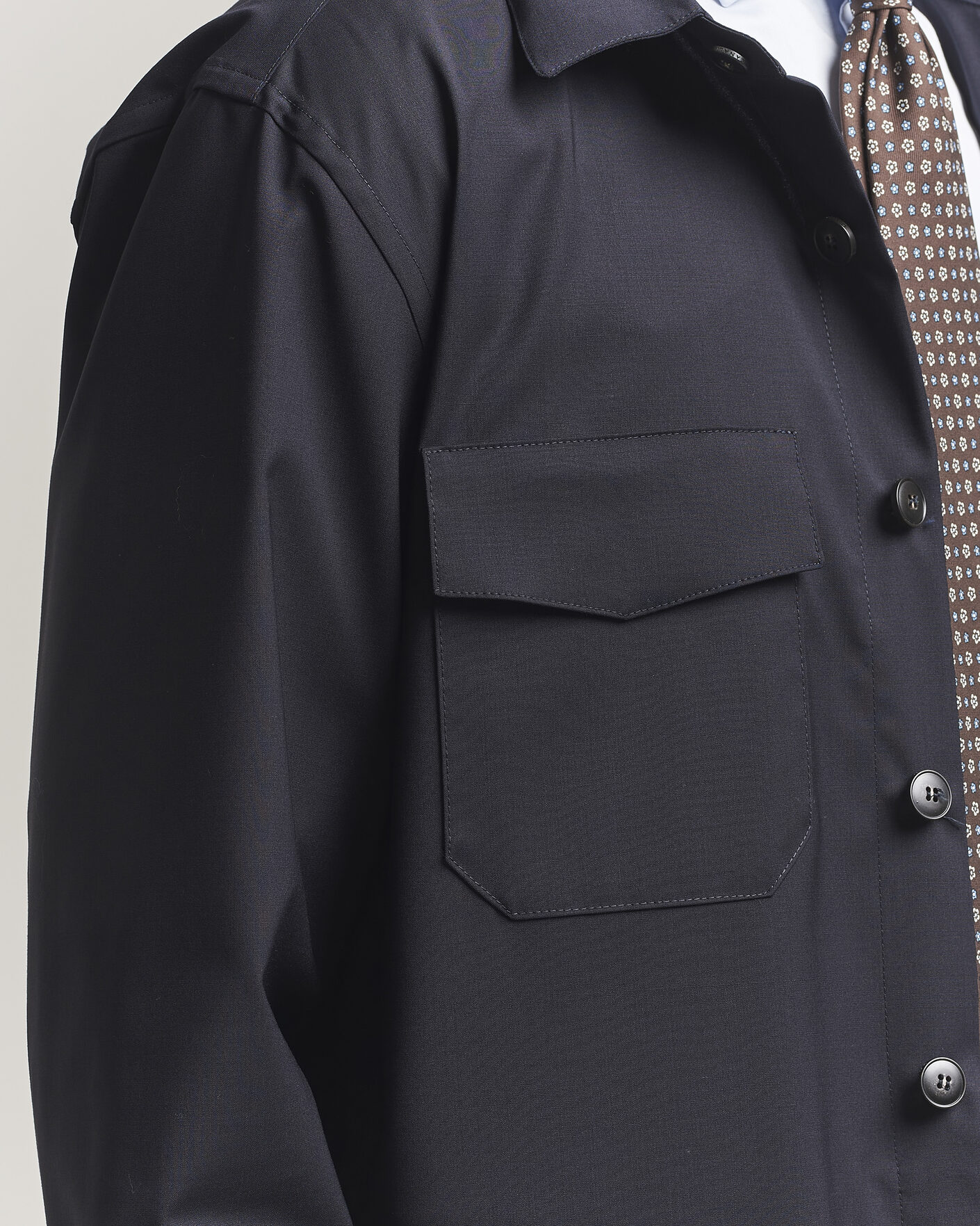 Herre | Skjorter | Canali | Travel Wool Overshirt Navy