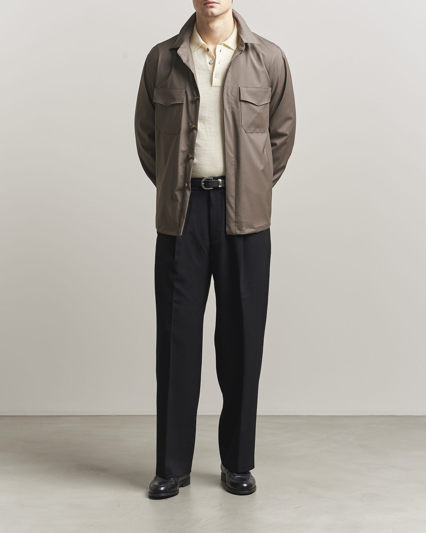 Herre | Skjorter | Canali | Travel Wool Overshirt Brown