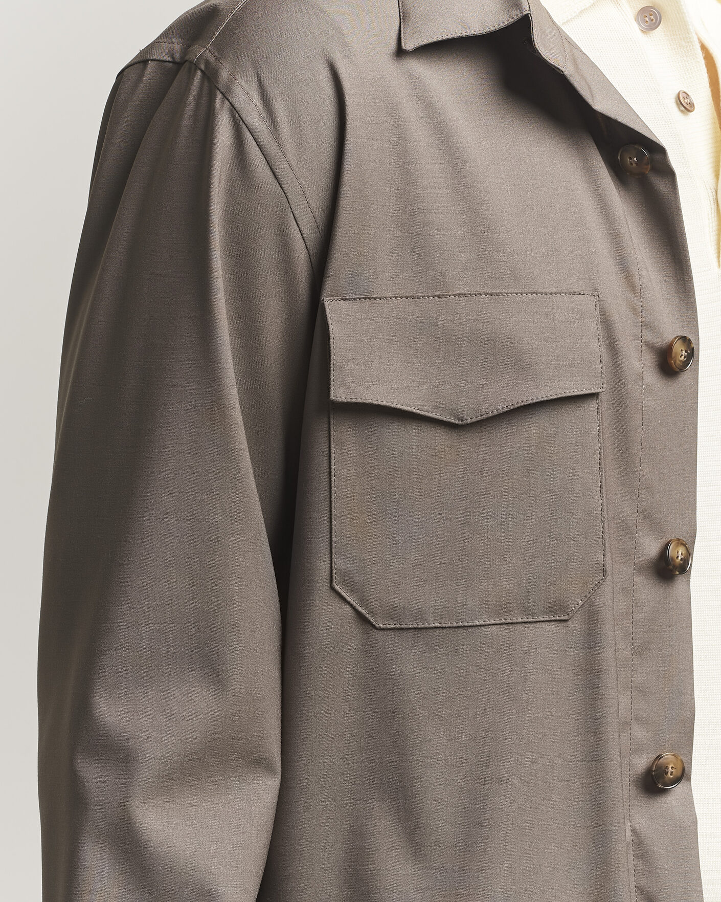 Herre | Skjorter | Canali | Travel Wool Overshirt Brown