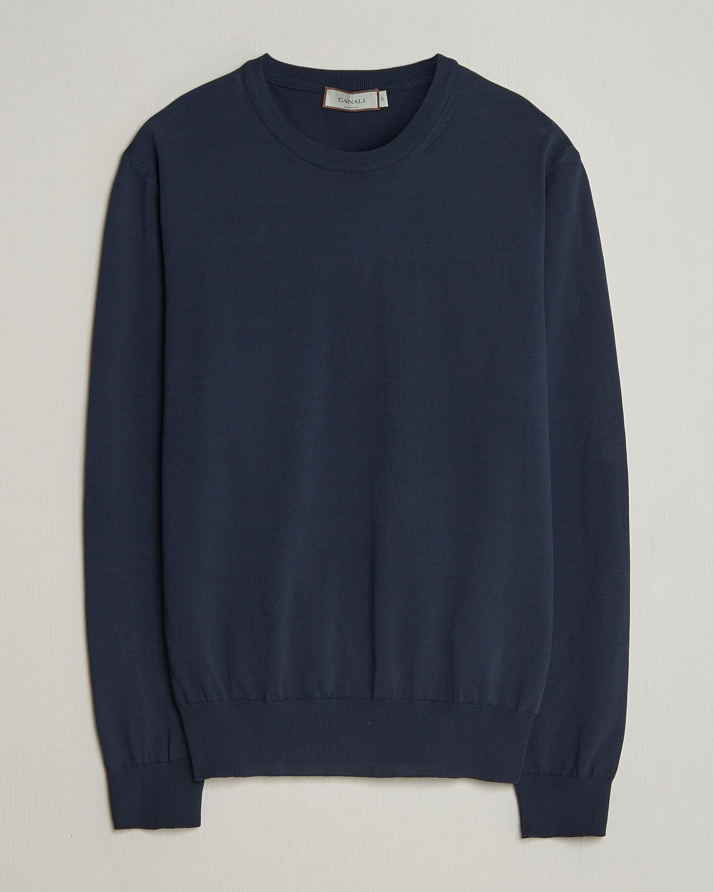 Herre | Trøjer | Canali | Cotton Crew Neck Pullover Navy