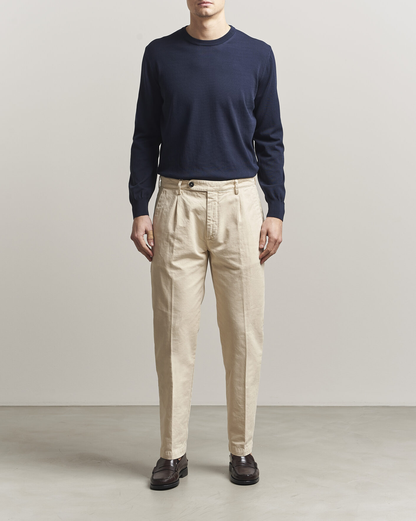 Herre | Trøjer | Canali | Cotton Crew Neck Pullover Navy