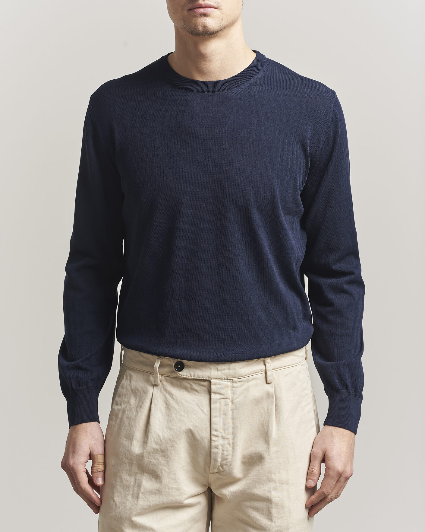 Herre | Trøjer | Canali | Cotton Crew Neck Pullover Navy