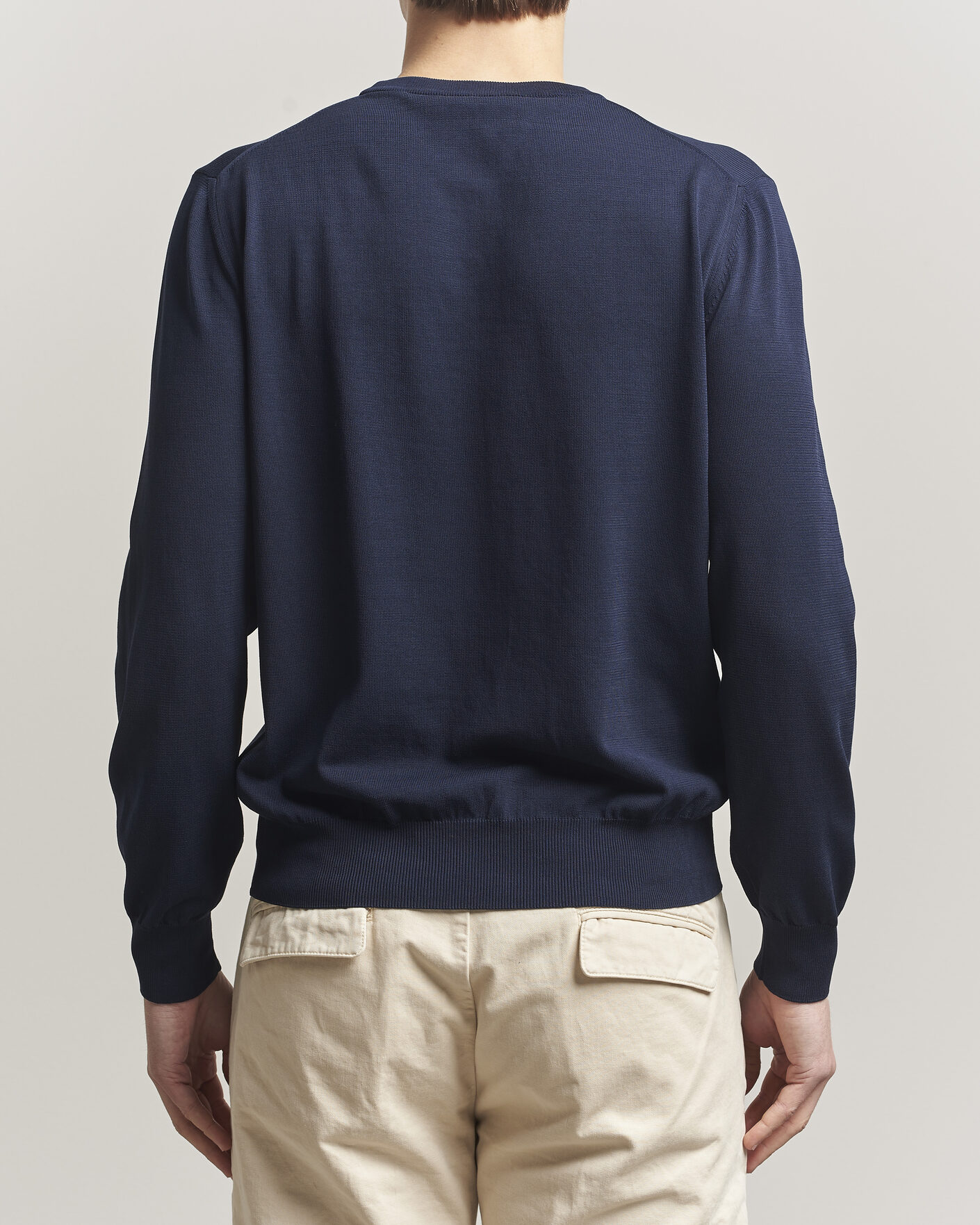 Herre | Trøjer | Canali | Cotton Crew Neck Pullover Navy
