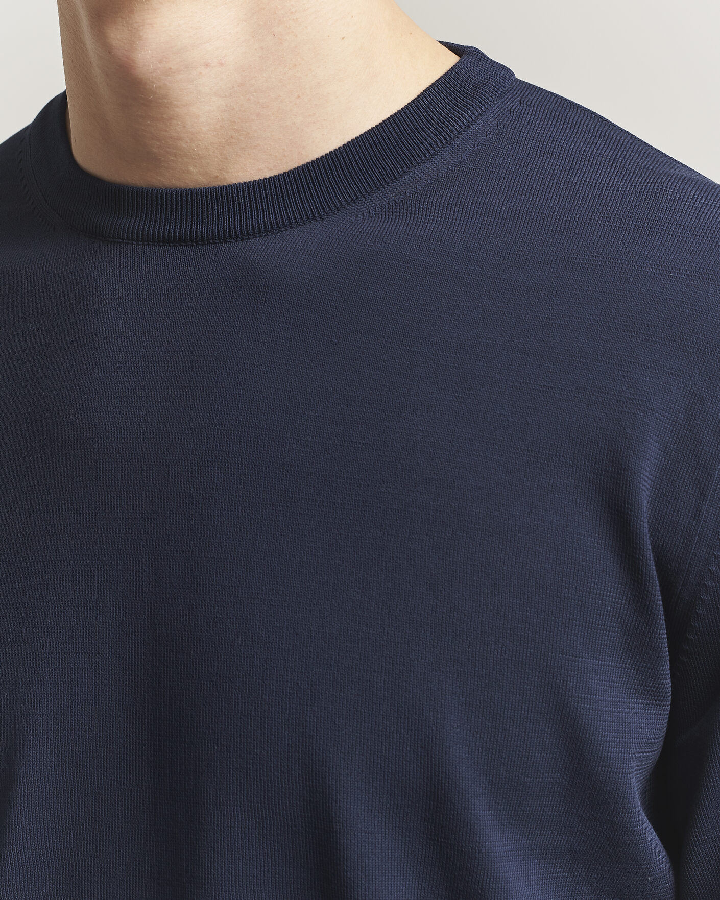 Herre | Trøjer | Canali | Cotton Crew Neck Pullover Navy
