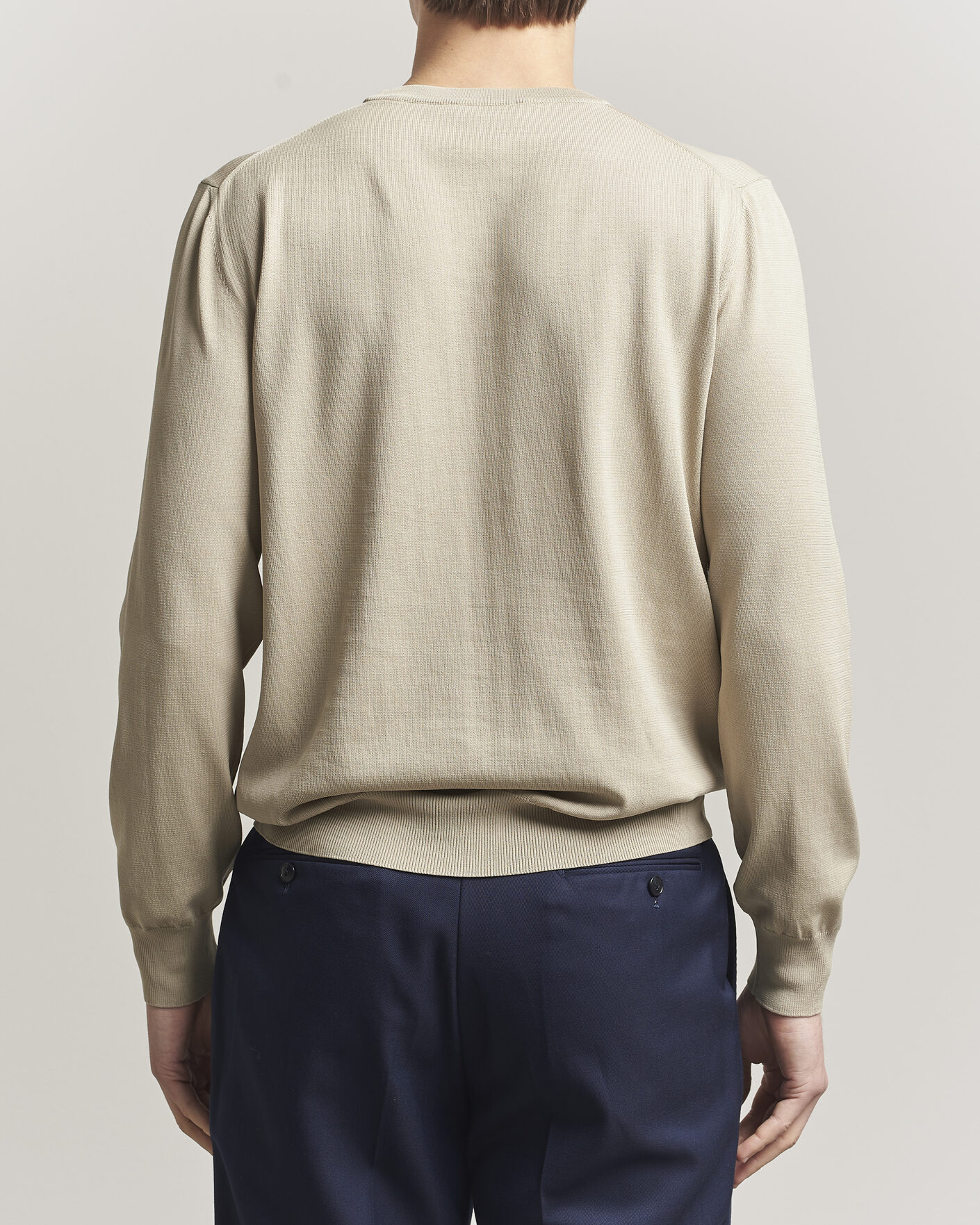 Herre | Trøjer | Canali | Cotton Crew Neck Pullover Beige