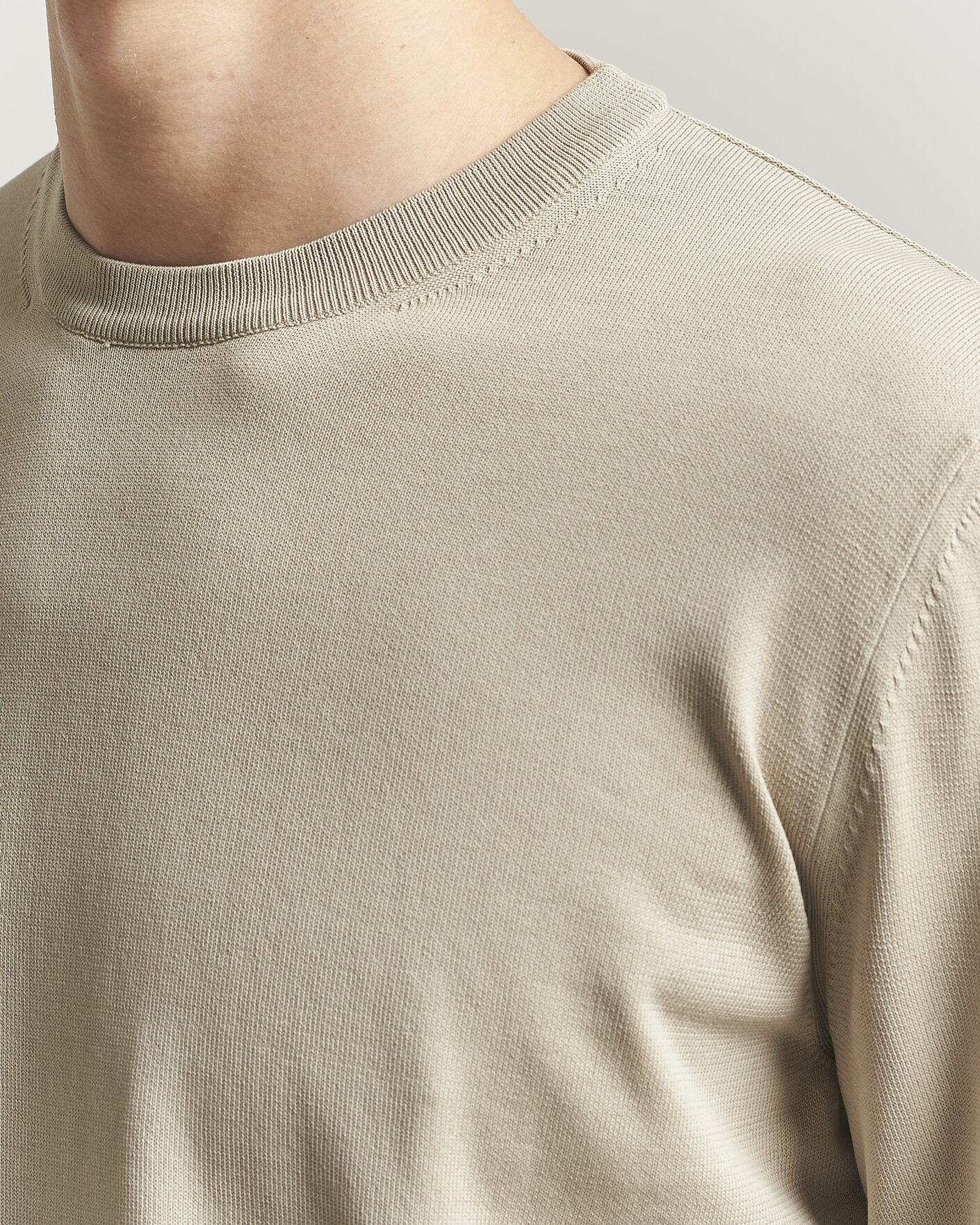 Herre | Trøjer | Canali | Cotton Crew Neck Pullover Beige