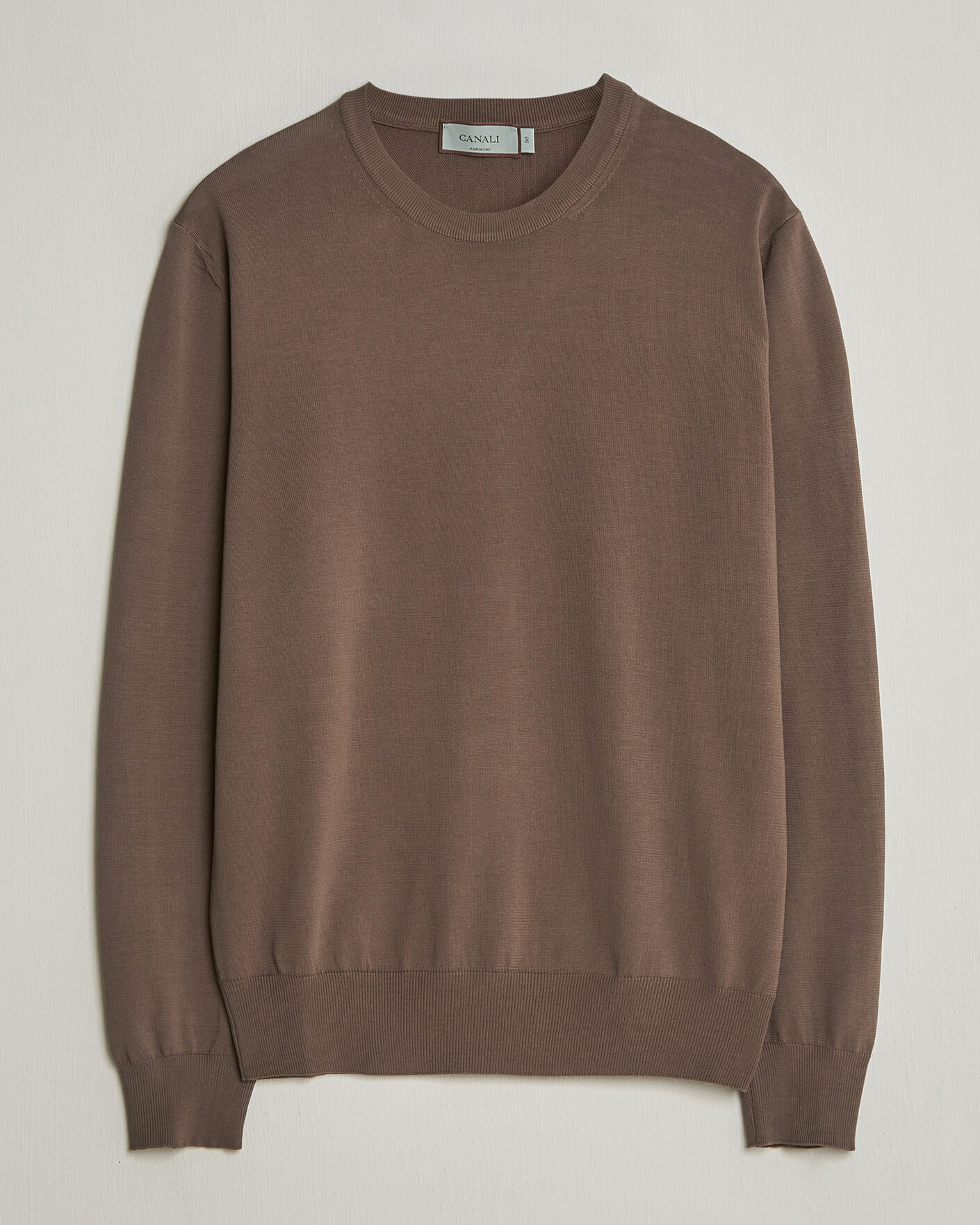 Herre | Trøjer | Canali | Cotton Crew Neck Pullover Brown