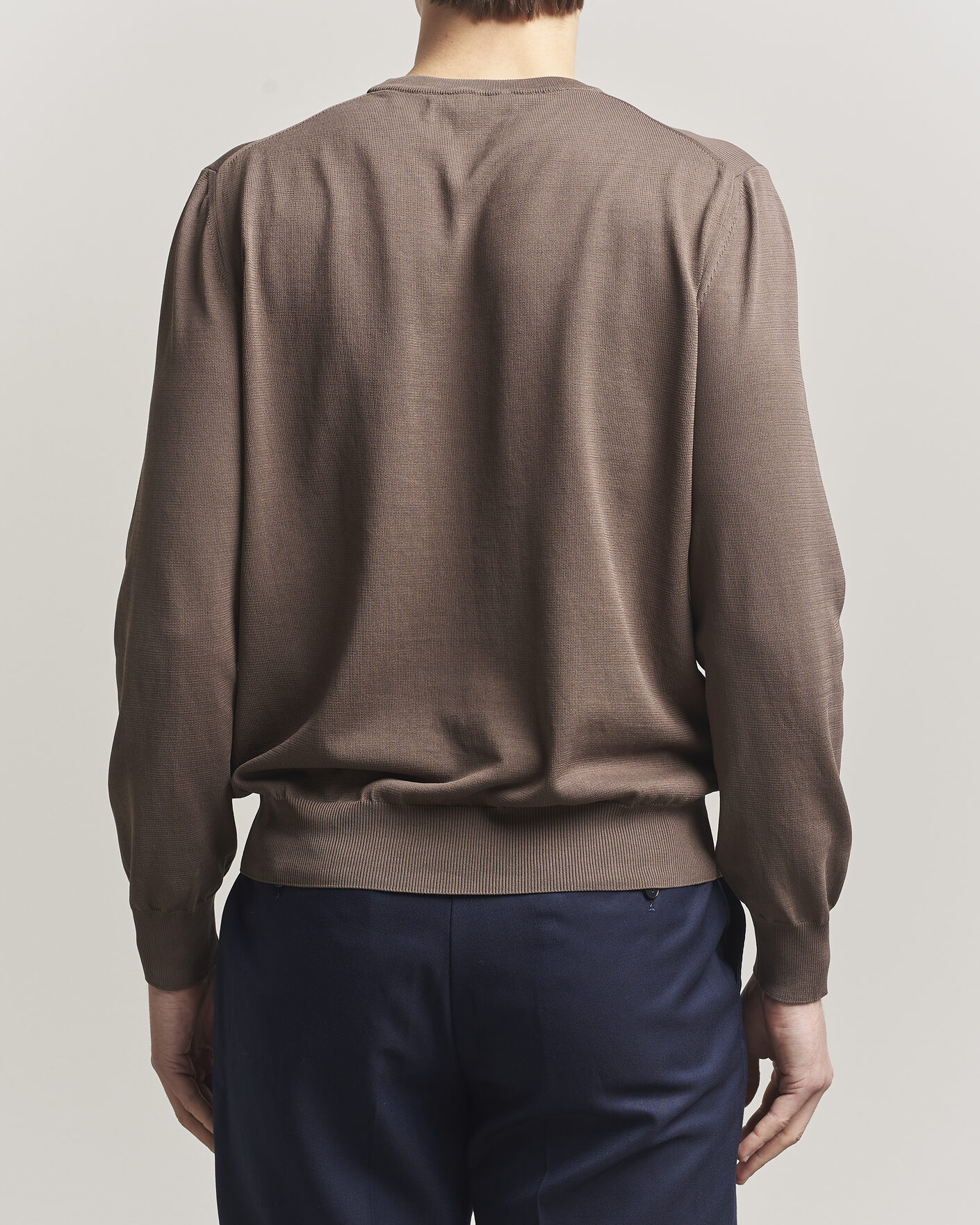 Herre | Trøjer | Canali | Cotton Crew Neck Pullover Brown