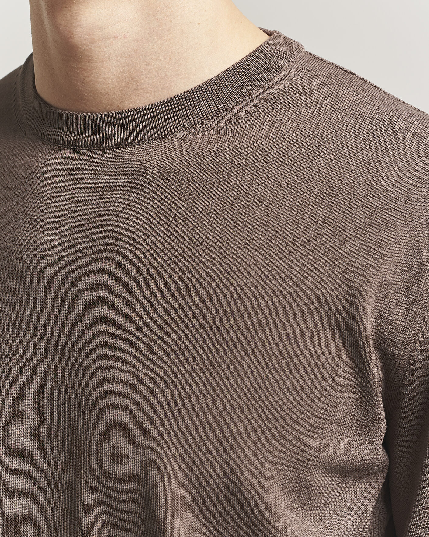Herre | Trøjer | Canali | Cotton Crew Neck Pullover Brown