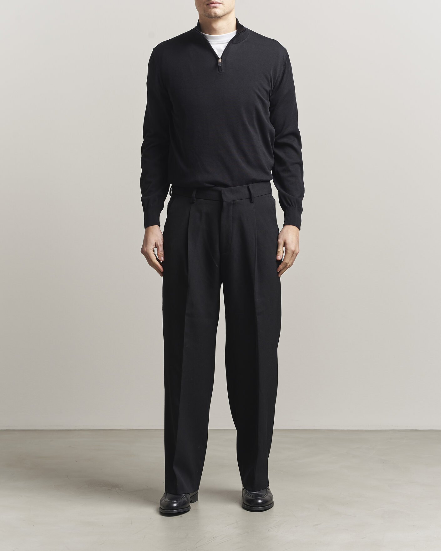 Herre | Trøjer | Canali | Cotton Half Zip Black