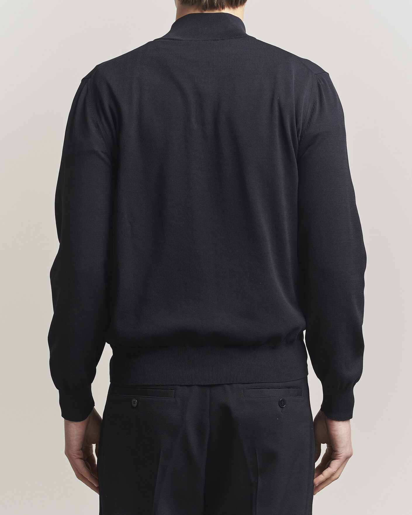 Herre | Trøjer | Canali | Cotton Half Zip Black