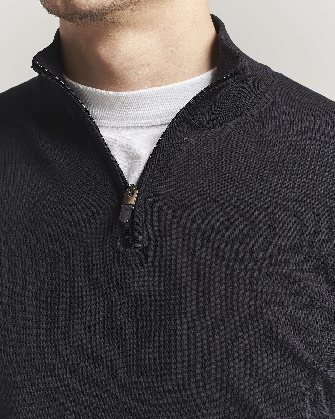 Herre | Trøjer | Canali | Cotton Half Zip Black