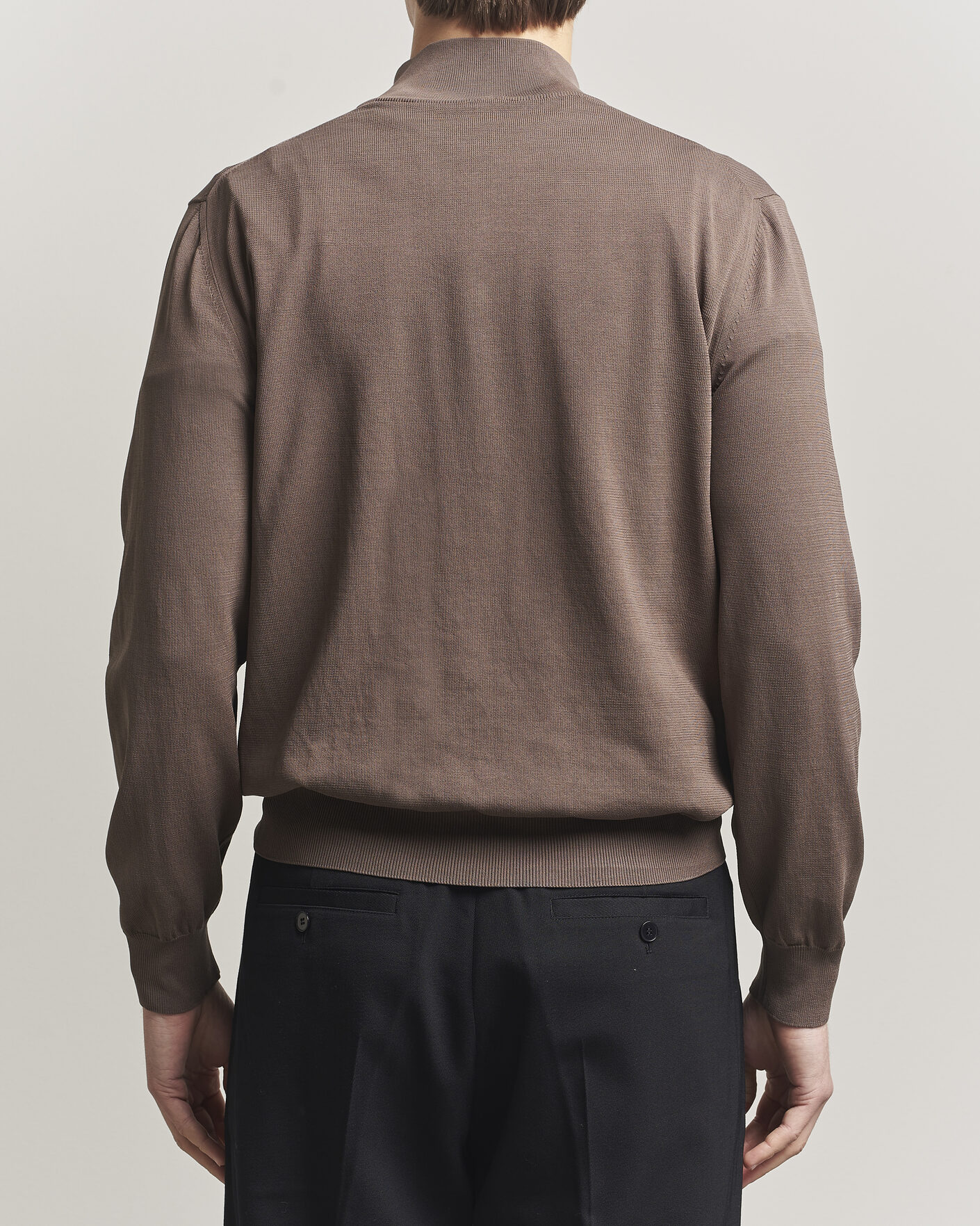 Herre | Trøjer | Canali | Cotton Half Zip Brown