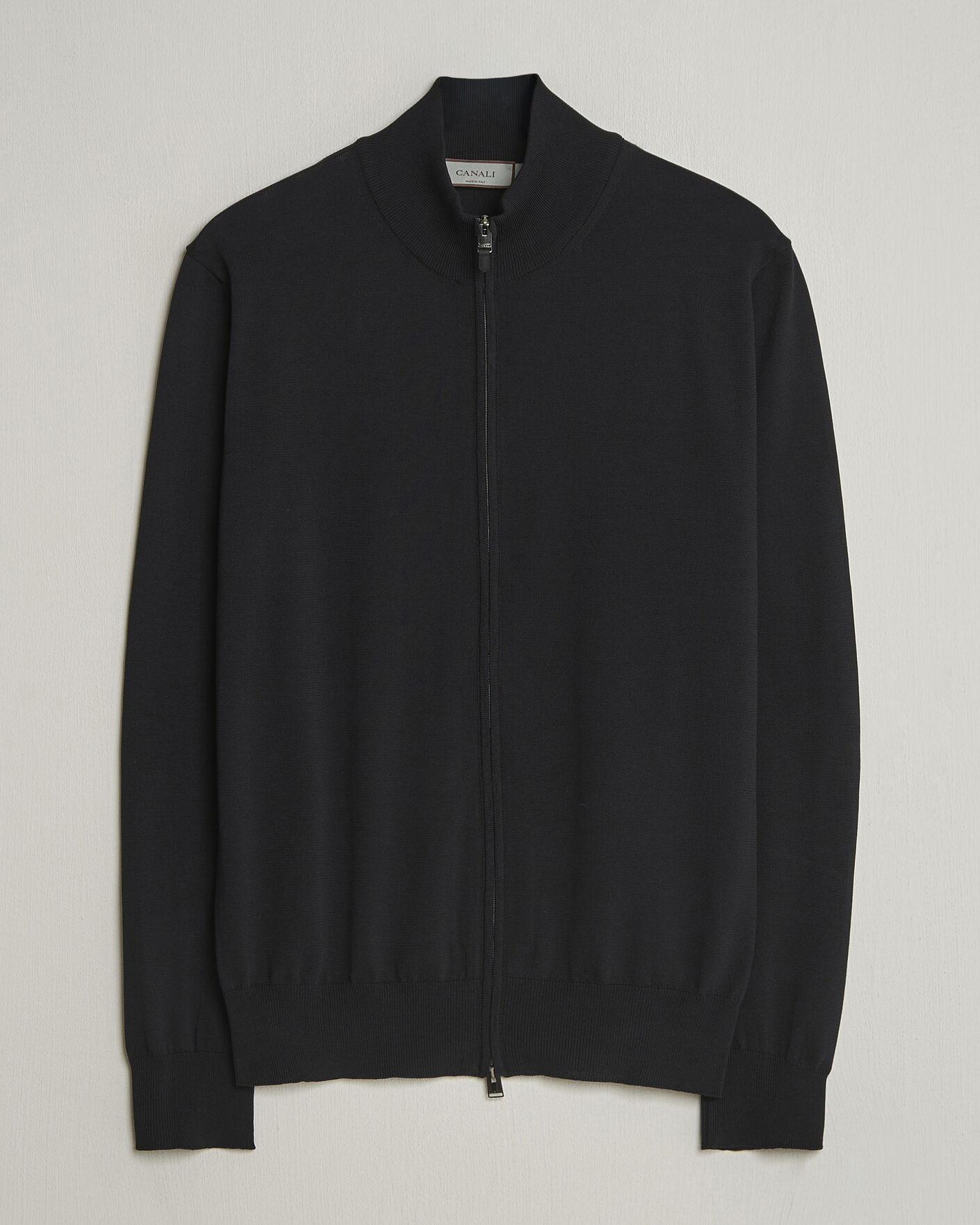 Herre | Trøjer | Canali | Cotton Full Zip Black