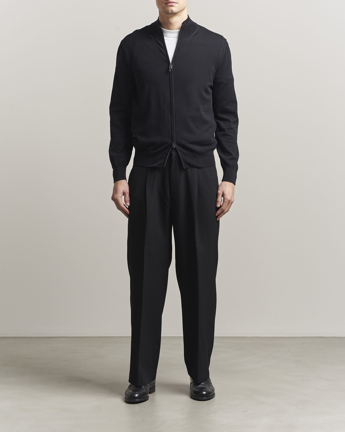 Herre | Trøjer | Canali | Cotton Full Zip Black