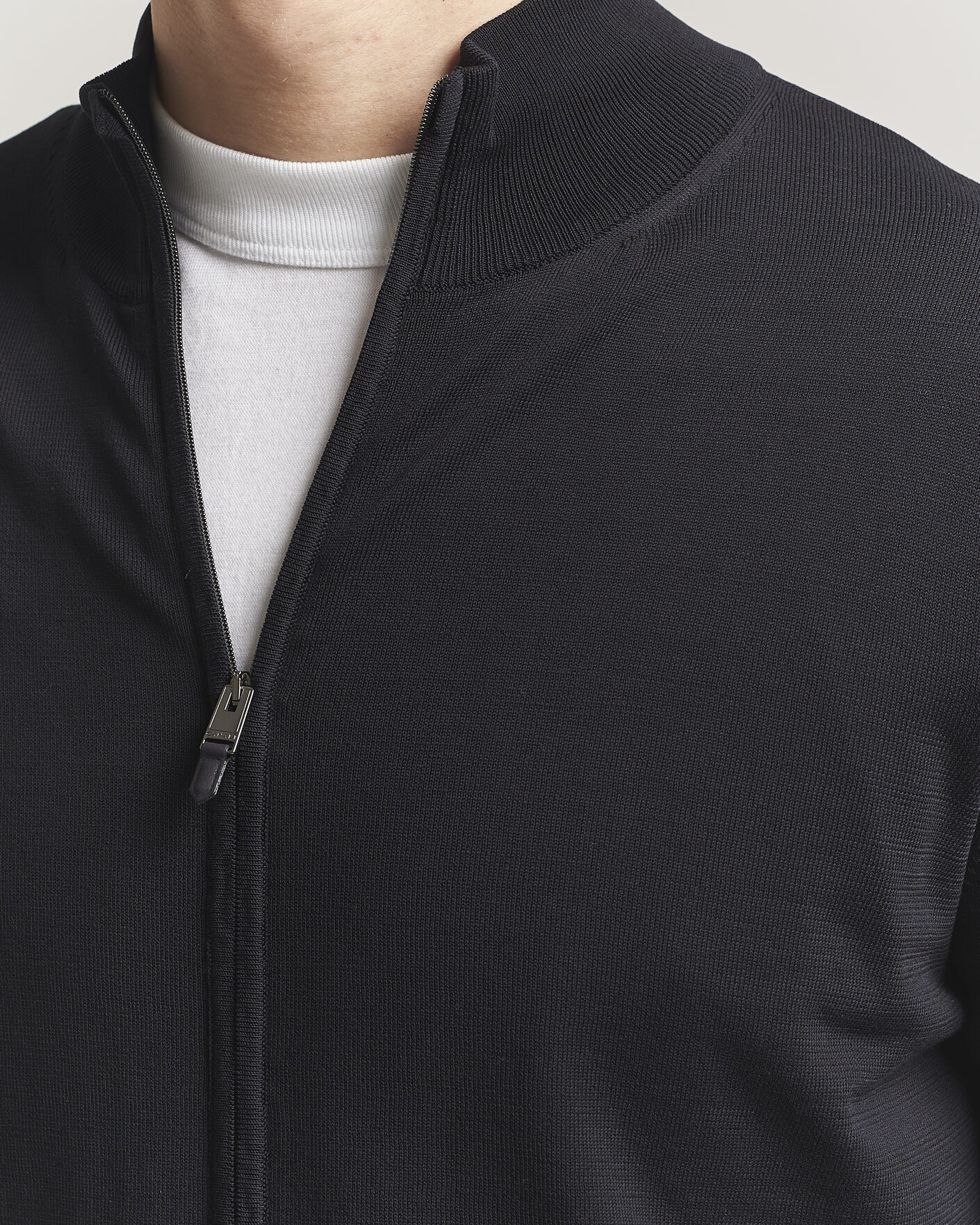 Herre | Trøjer | Canali | Cotton Full Zip Black