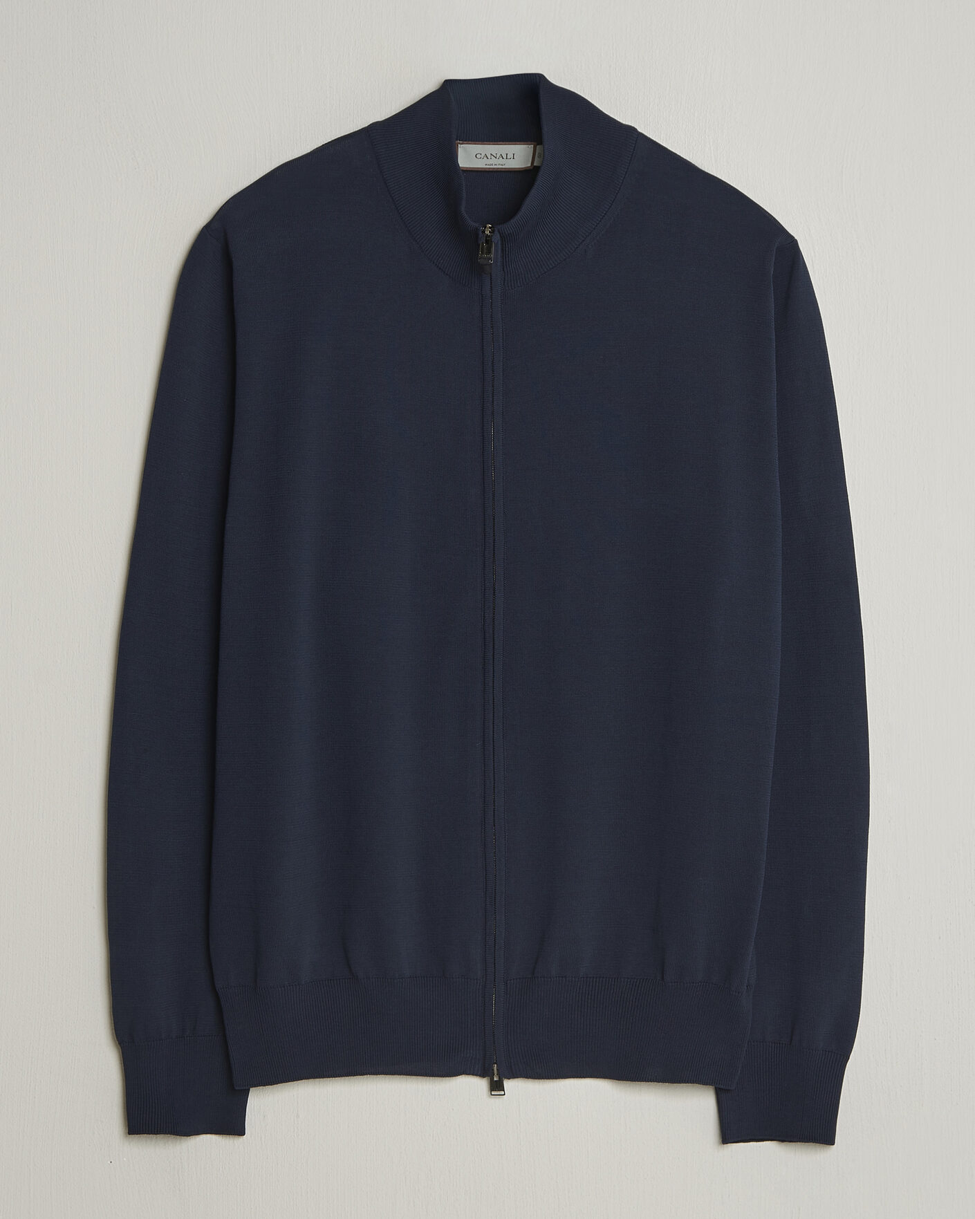 Herre | Trøjer | Canali | Cotton Full Zip Navy