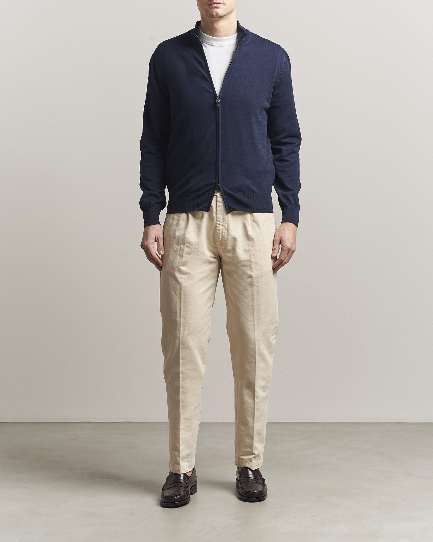 Herre | Trøjer | Canali | Cotton Full Zip Navy