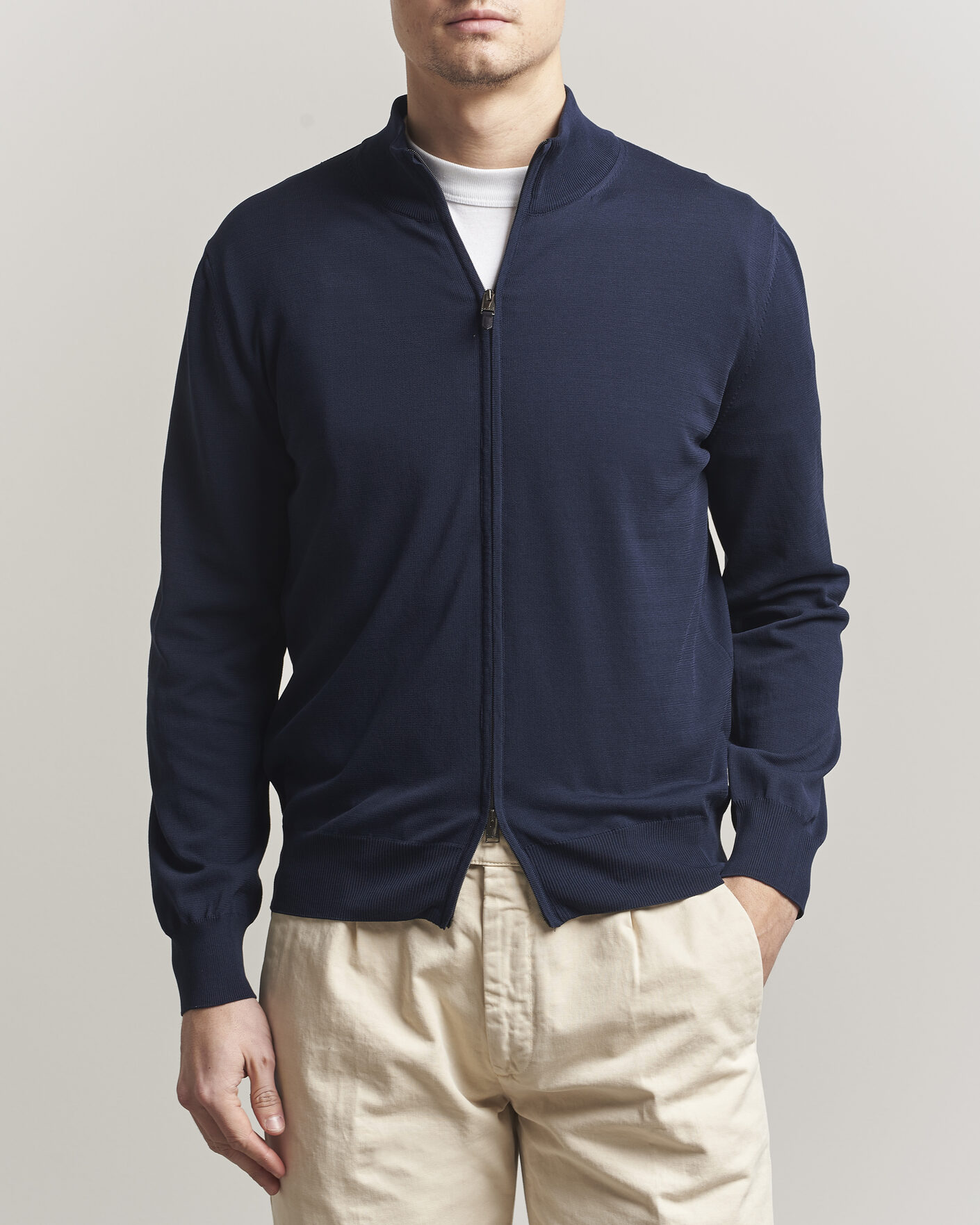 Herre | Trøjer | Canali | Cotton Full Zip Navy