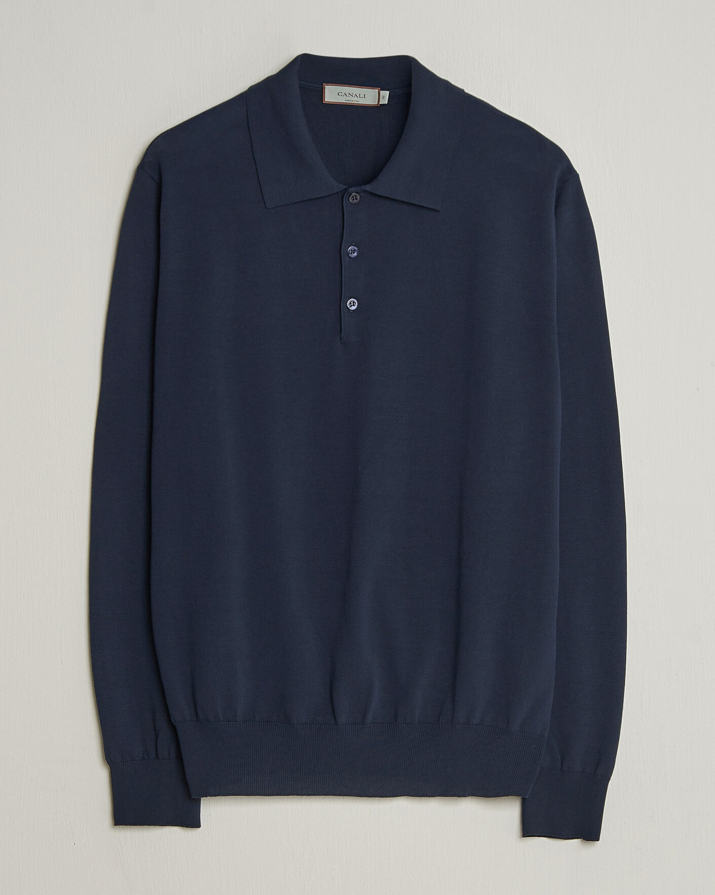Herre | Trøjer | Canali | Cotton Long Sleeve Polo Navy