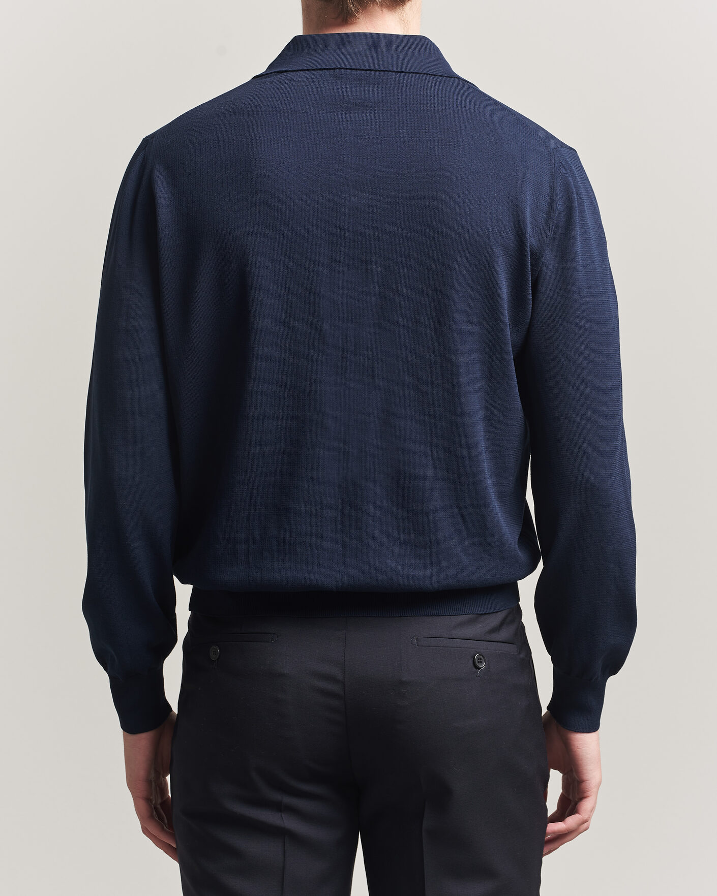 Herre | Trøjer | Canali | Cotton Long Sleeve Polo Navy