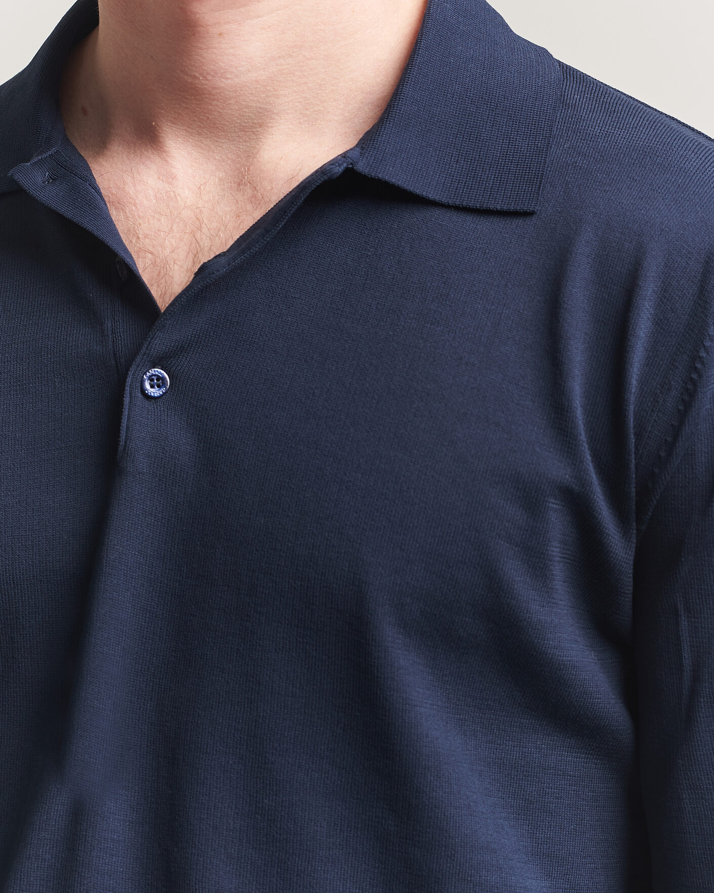 Herre | Trøjer | Canali | Cotton Long Sleeve Polo Navy