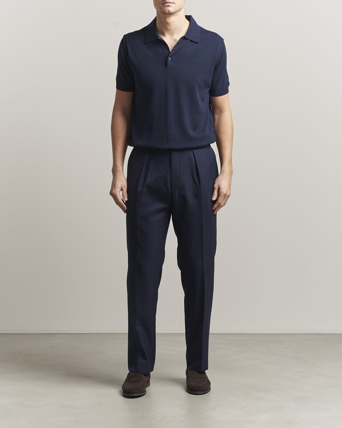 Herre | Polotrøjer | Canali | Cotton Short Sleeve Polo Navy