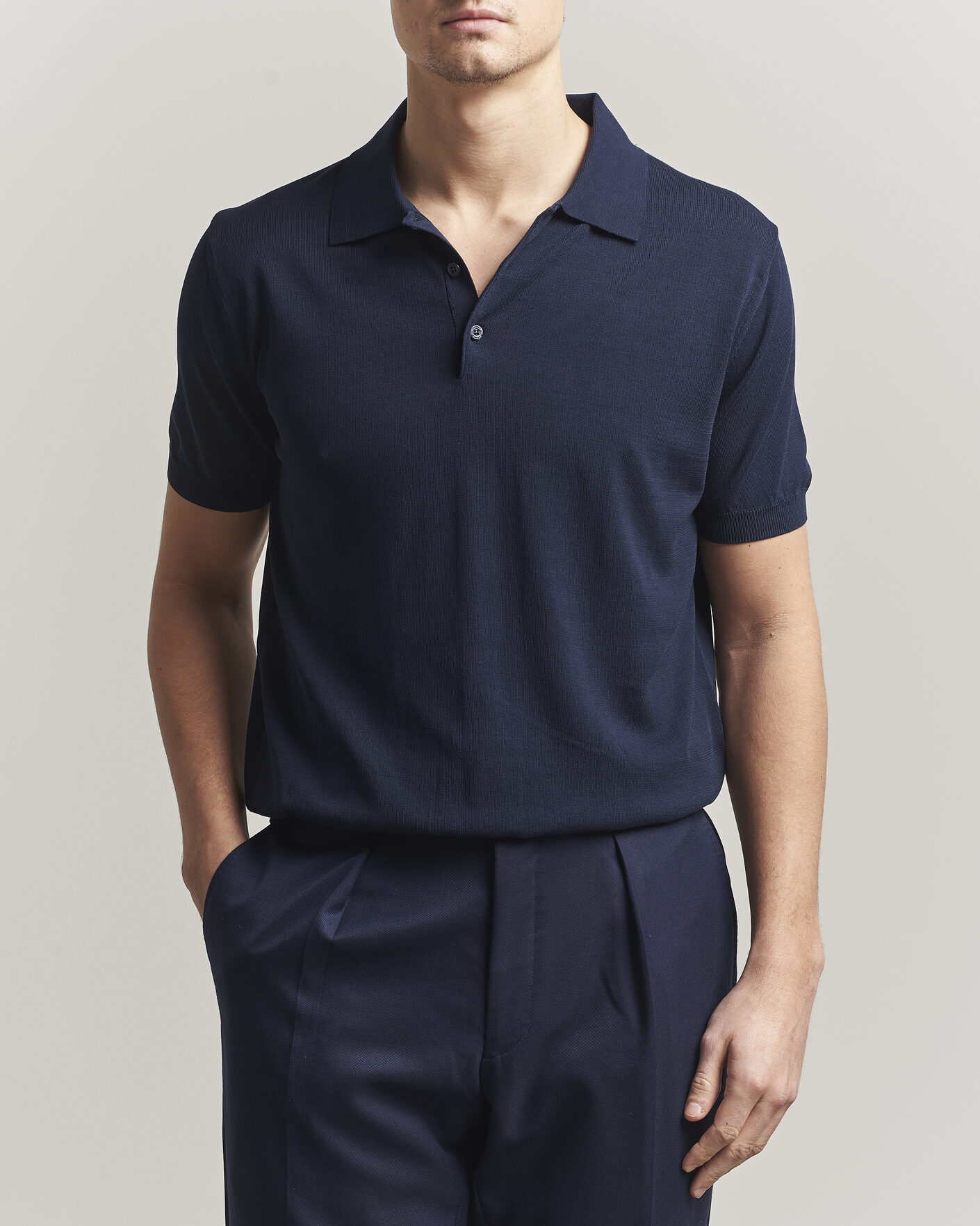 Herre | Polotrøjer | Canali | Cotton Short Sleeve Polo Navy