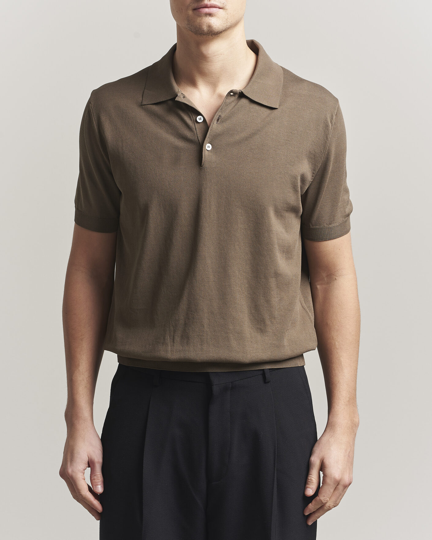 Herre | Polotrøjer | Canali | Cotton Short Sleeve Polo Brown