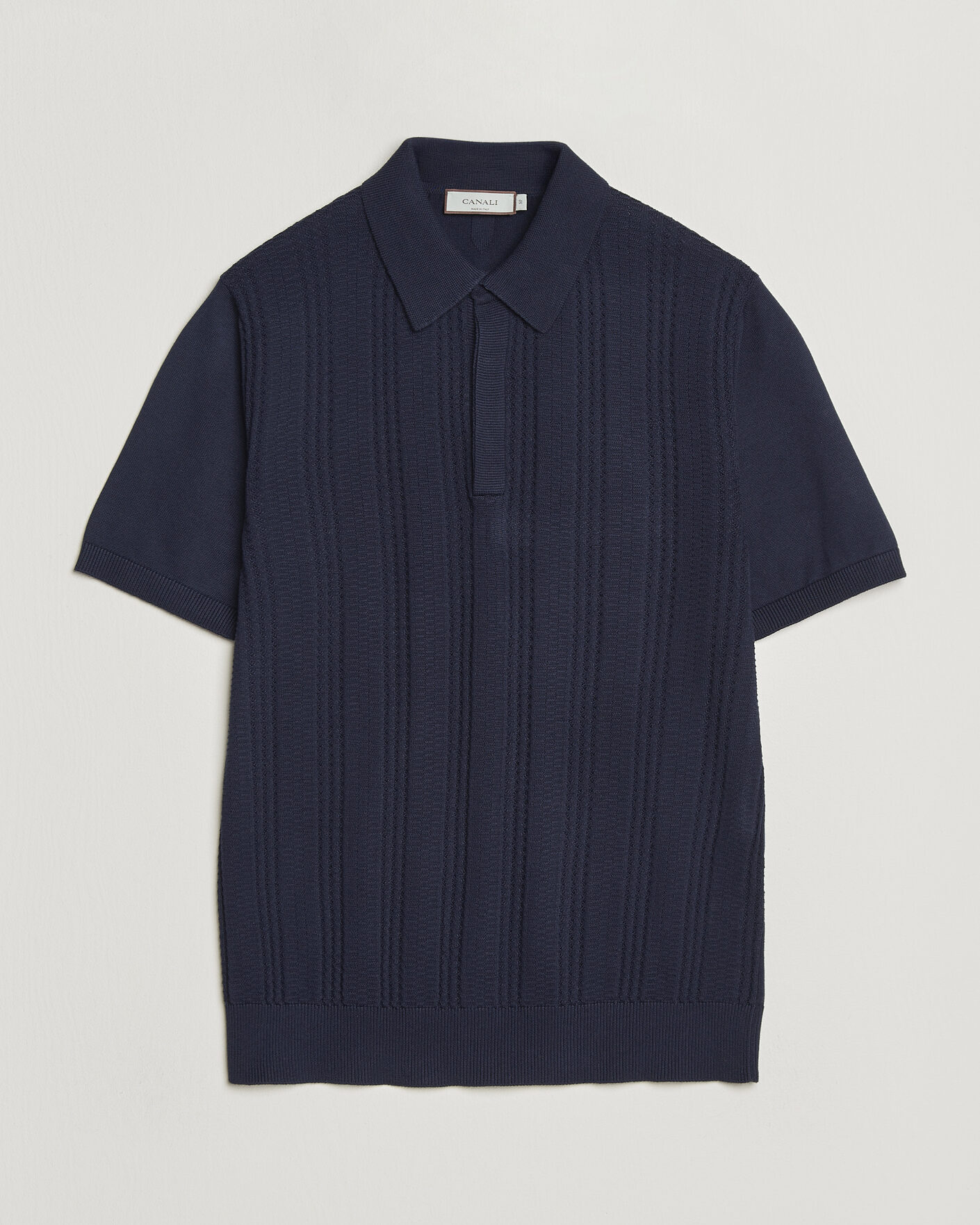 Herre | Polotrøjer | Canali | Jacquard Short Sleeve Polo Navy