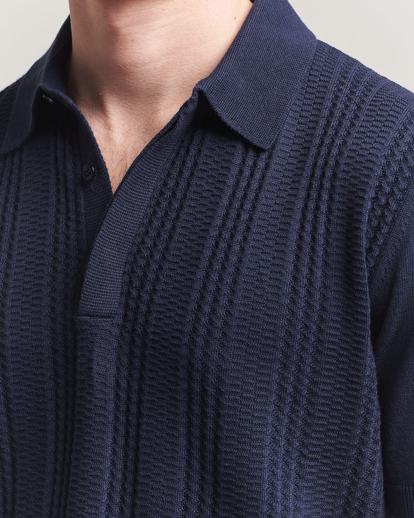 Herre | Polotrøjer | Canali | Jacquard Short Sleeve Polo Navy